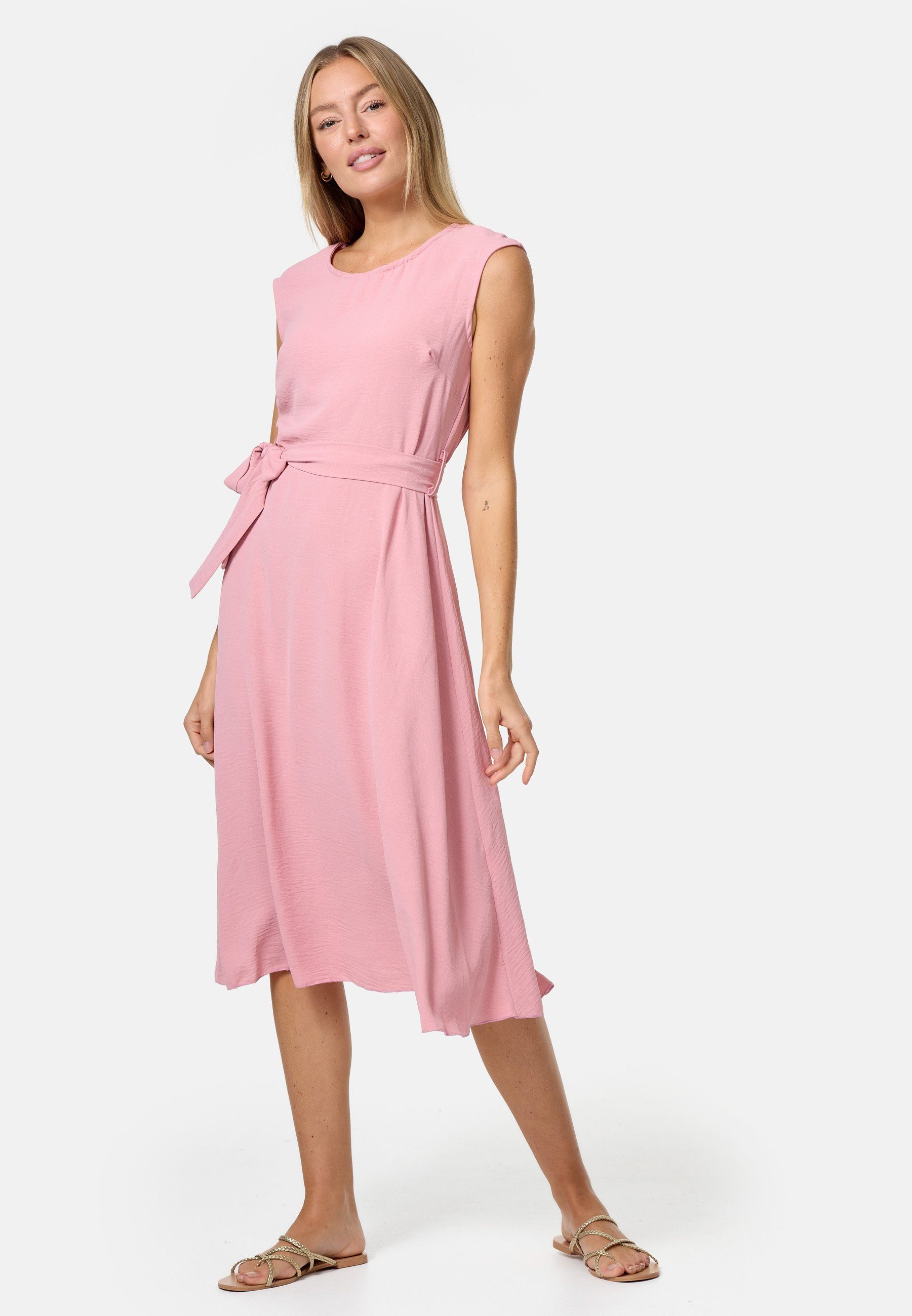 Rayshyne Midikleid PM-26 (Ärmelloses Sommerkleid Dress mit Bindeband in Einheitsgröße)