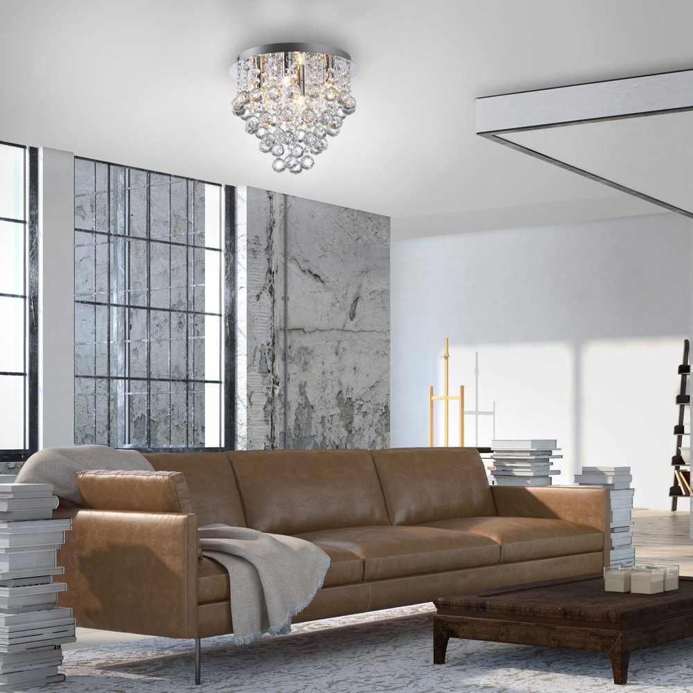 JUST LIGHT LED Deckenleuchte Deckenlampe Kulunka, 4xG9 Leuchtmittel wechselbar, G9 LED, Kristall Prismen Chrom, dekorativ Lichteffekt 4xG9