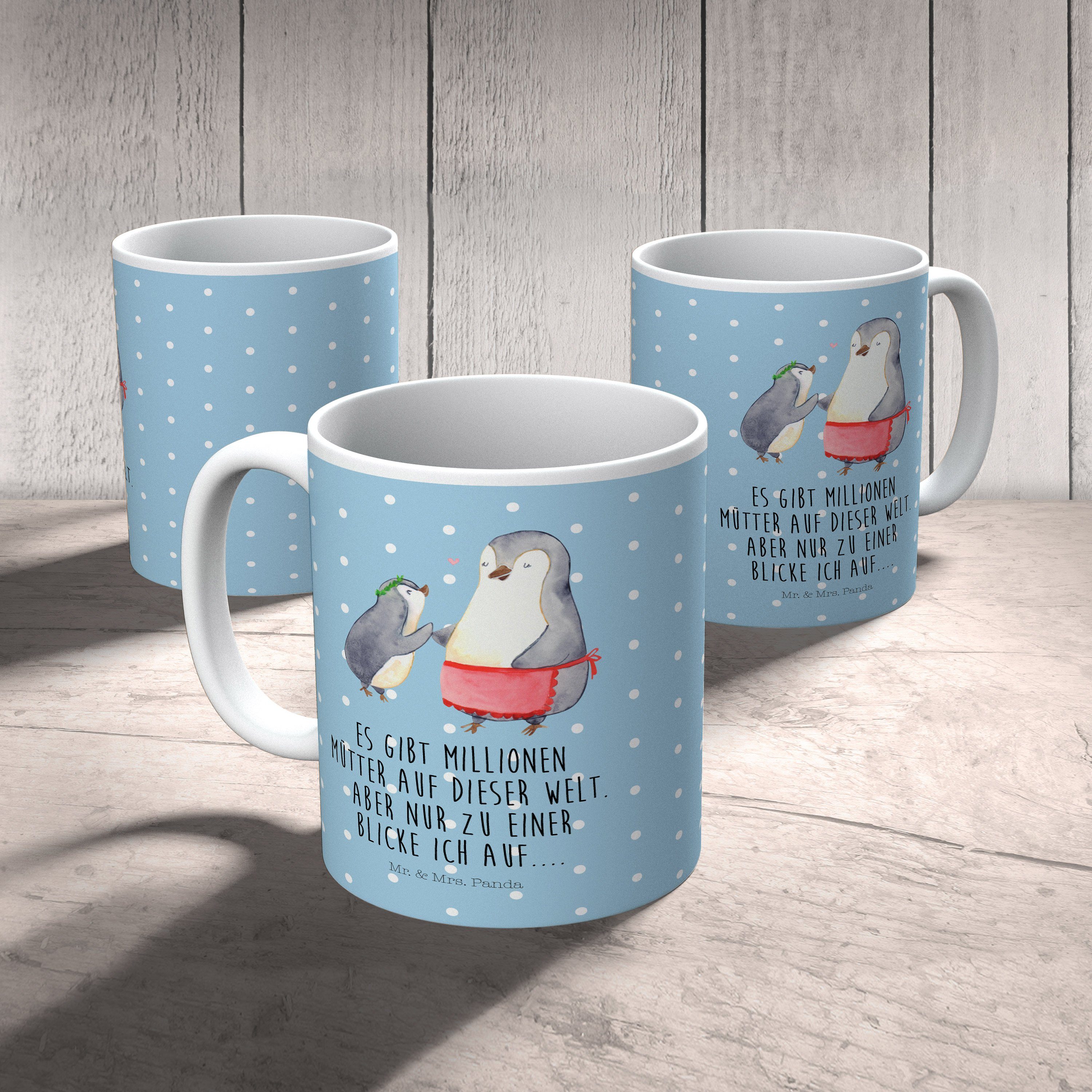 Mutter, Pinguin Mrs. - Kunststoff Mr. Geburststa, mit Panda Geschenk, Blau Kind Pastell & - Kinderbecher Mutti,