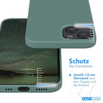 EAZY CASE Handyhülle Premium Silikon Case für Apple iPhone 13 6,1 Zoll, Silikonhülle Slimcover mit Displayschutz Hülle Cover Grün / Nachtgrün