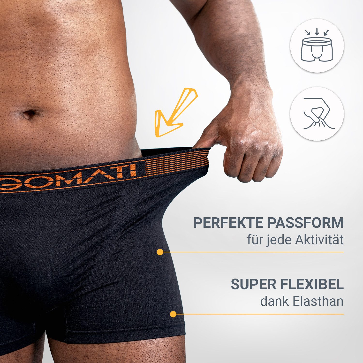 Gomati Boxershorts Herren Seamless Pants (6er Pack) Microfaser-Elasthan Boxershorts