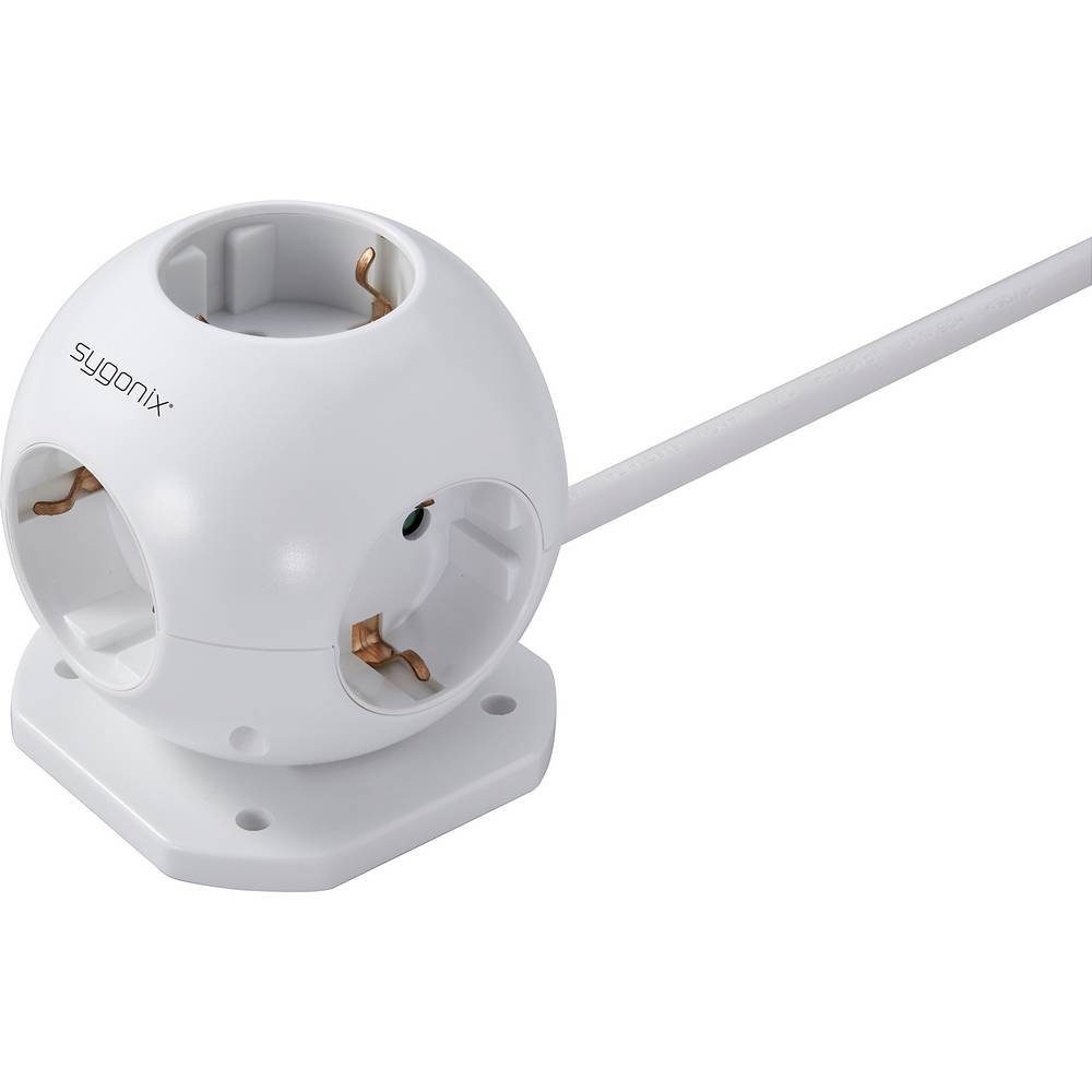Sygonix 5-fach Steckdosenwürfel, in Globusform SY-4535062 Steckdosenleiste, mit Hängelasche