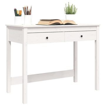 furnicato Schreibtisch mit Schubladen Weiß 100x50x78 cm Massivholz Kiefer