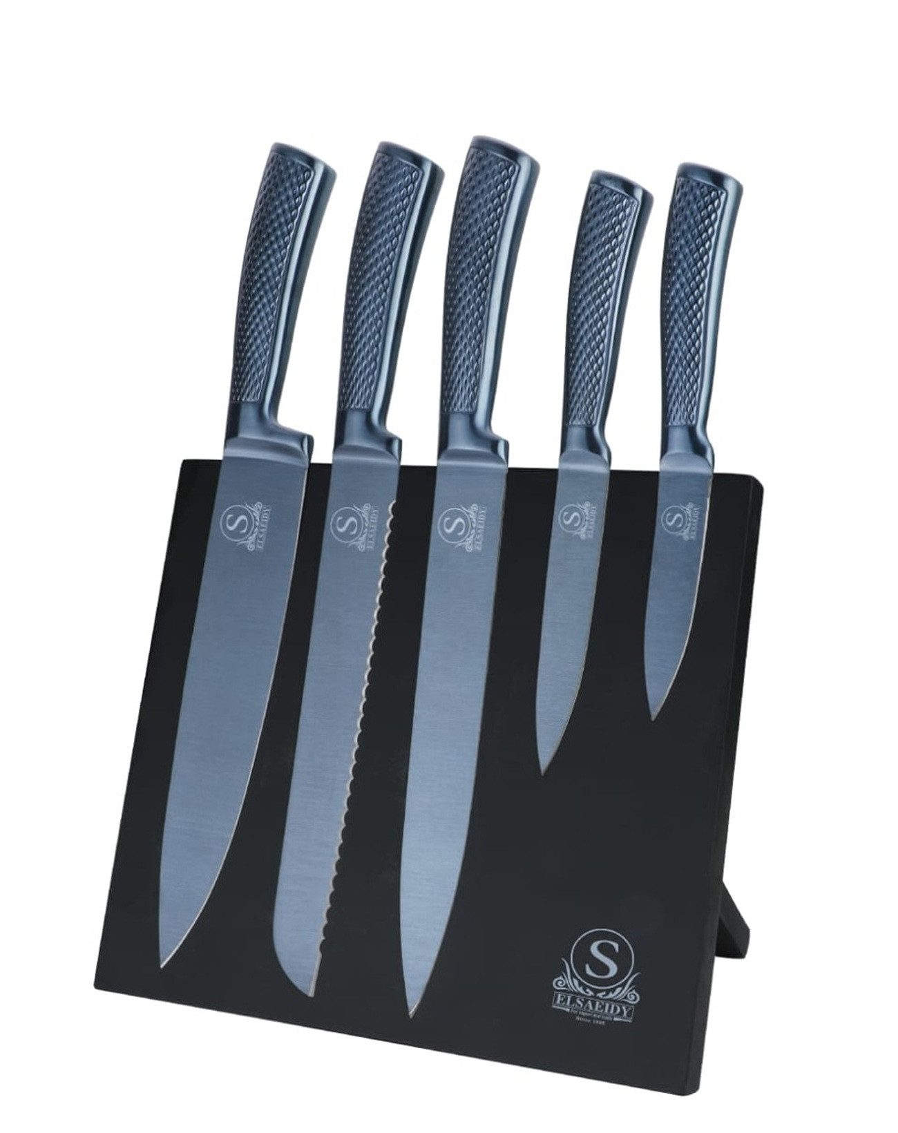 Cheffinger Messer-Set (6-tlg), mit ergonomischem Griff & magnetischem Messerblock, 6-teilig