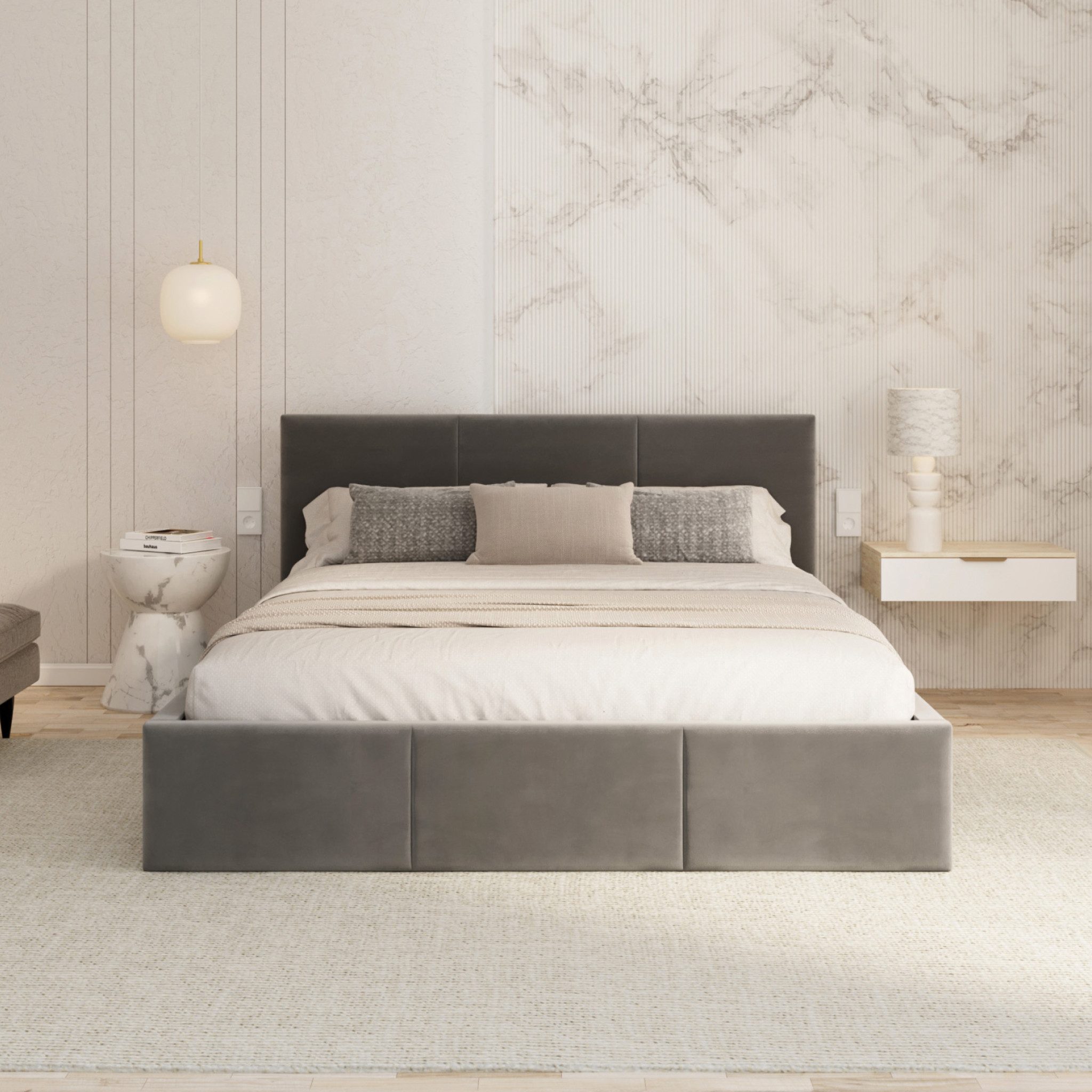 FDM Polsterbett AMBER modern mit Bettkasten MADE IN EU - mit Trinity Velour günstig online kaufen