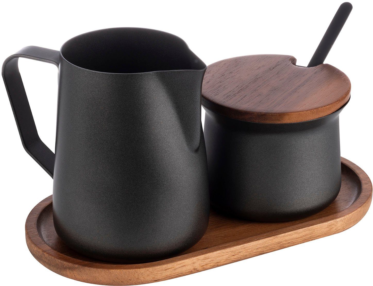 APS Milch- und Zuckerset (4-tlg), Edelstahl, Holz