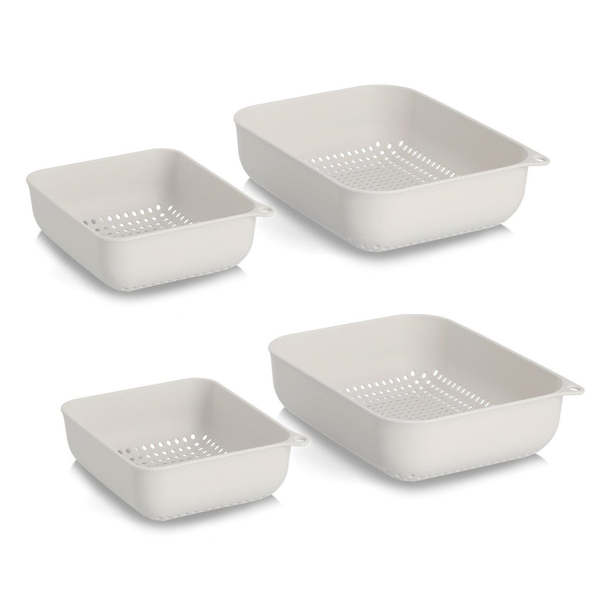 Zeller Present Küchensieb Sieb-Set, 4-tlg., Kunststoff, (Set, 4-St), Kunststoff, creme, 2x ca. 17x14x6 cm, 2x ca. 23,8x18,7x6,7 cm