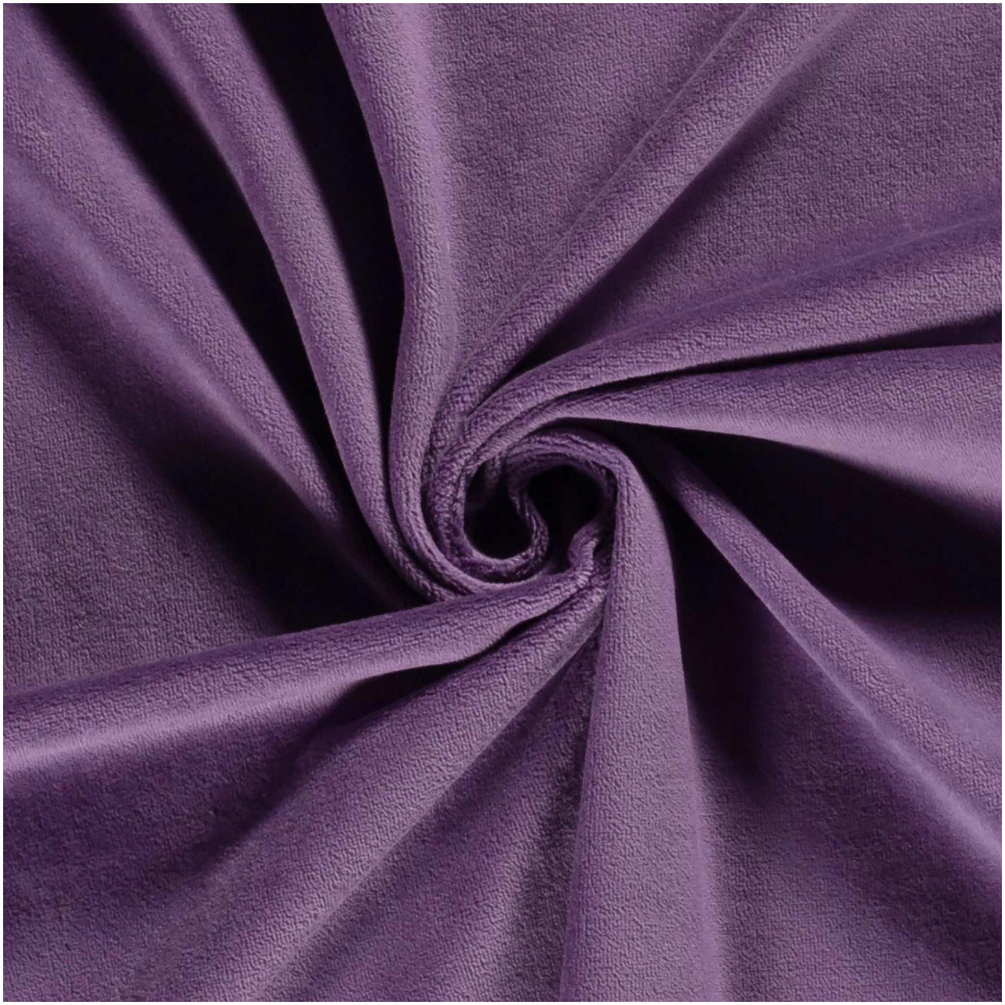 maDDma Stoff Velour Nicky uni ab 50 x 150cm Jersey Velourstoff Baumwolle, 145 - lila