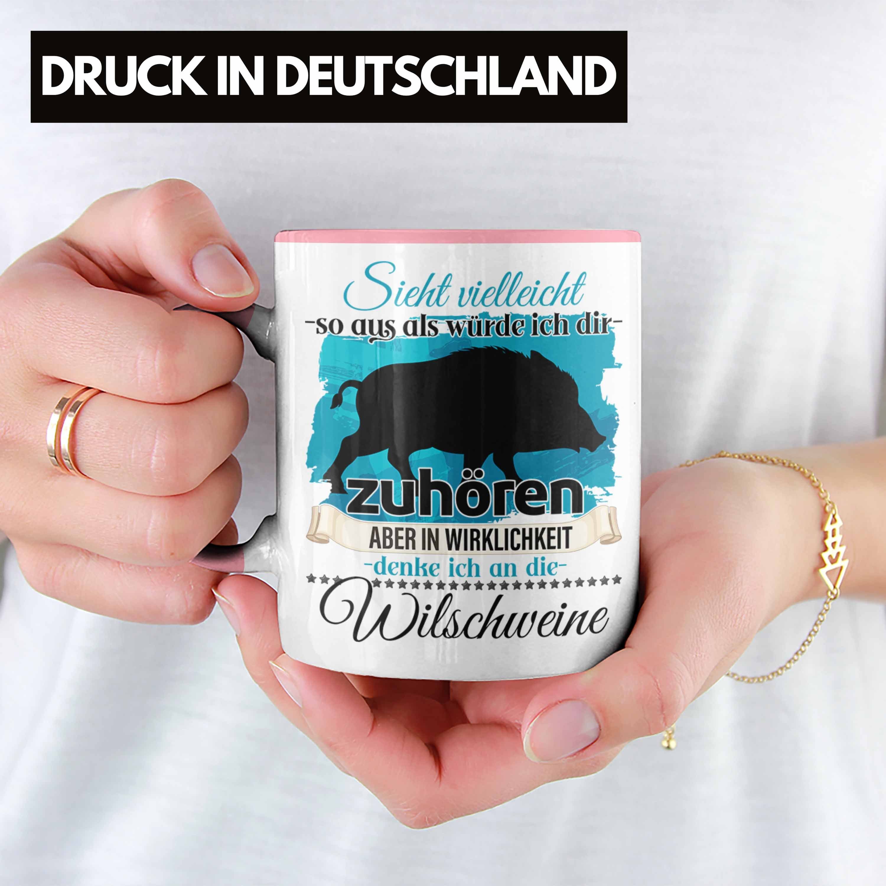 Trendation Tasse Trendation Geschenk Wildschwein Geschenkidee L Jäger Tasse - Liebhaber Rosa