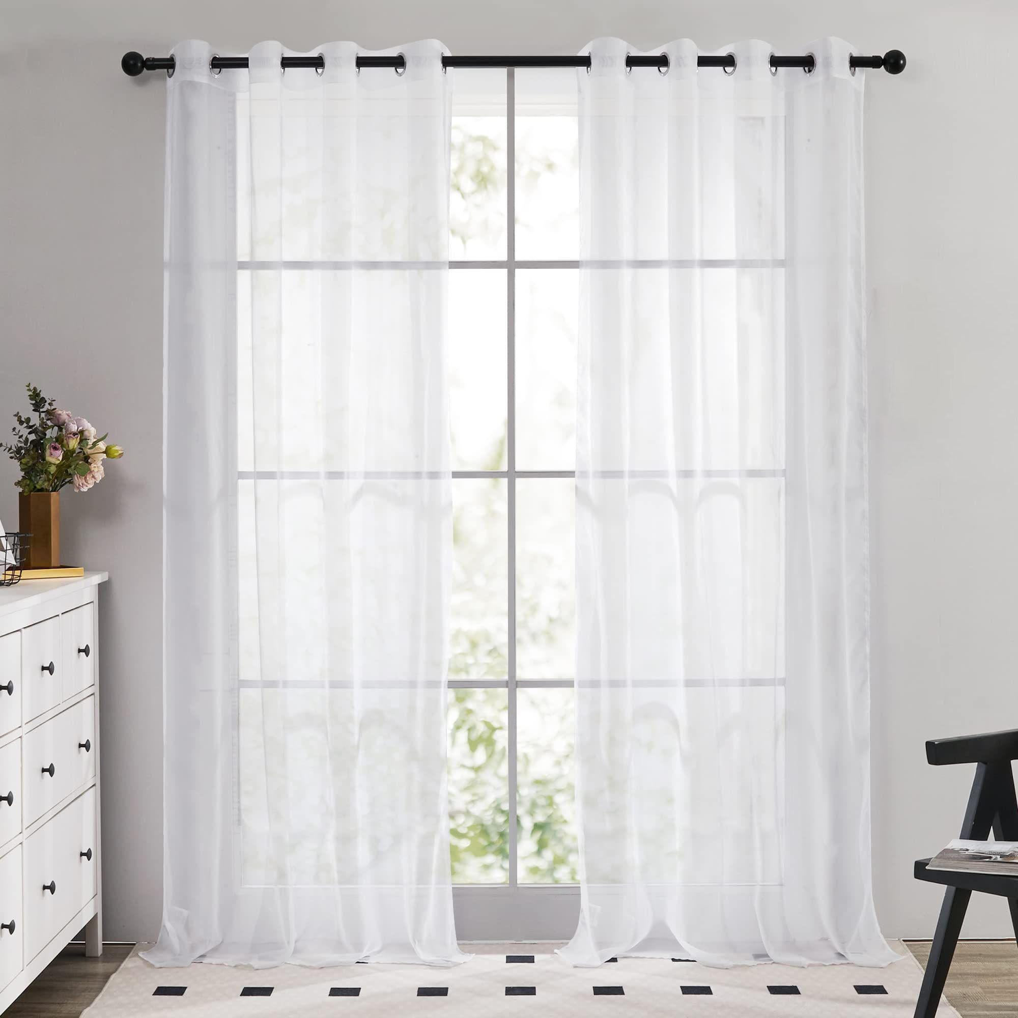 Gardine Lichtschutz, (2 cm Weiß, Ösen St), Transparent Sarfly, 260x140 Vorhang