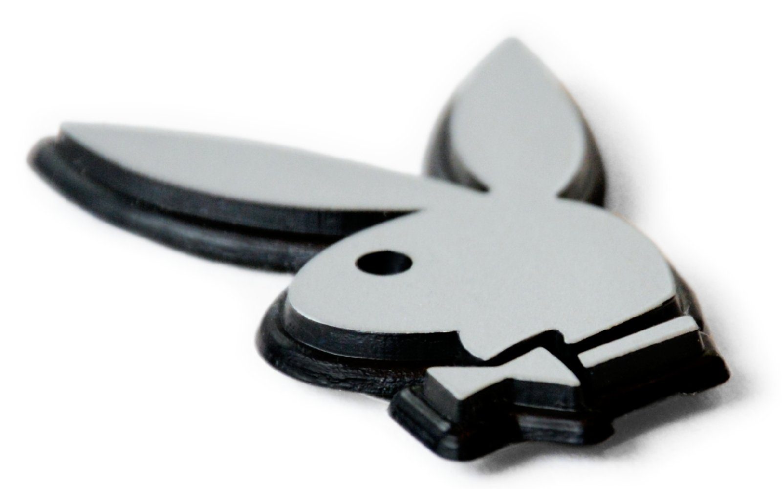 BUNNY Autocomfort Metall Silberfarbener HR Relief Hase Schlüsselanhänger Emblem PLAYBOY mit Gravur Schlüsselanhänger