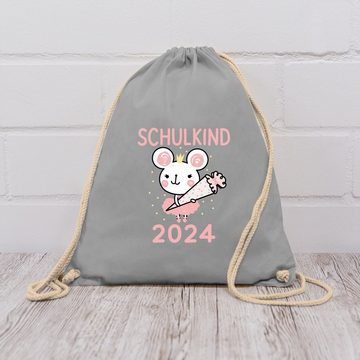 Shirtracer Turnbeutel Maus mit Schultüte Schulkind 2024, Schulanfang & Einschulung Geschenk Turnbeutel