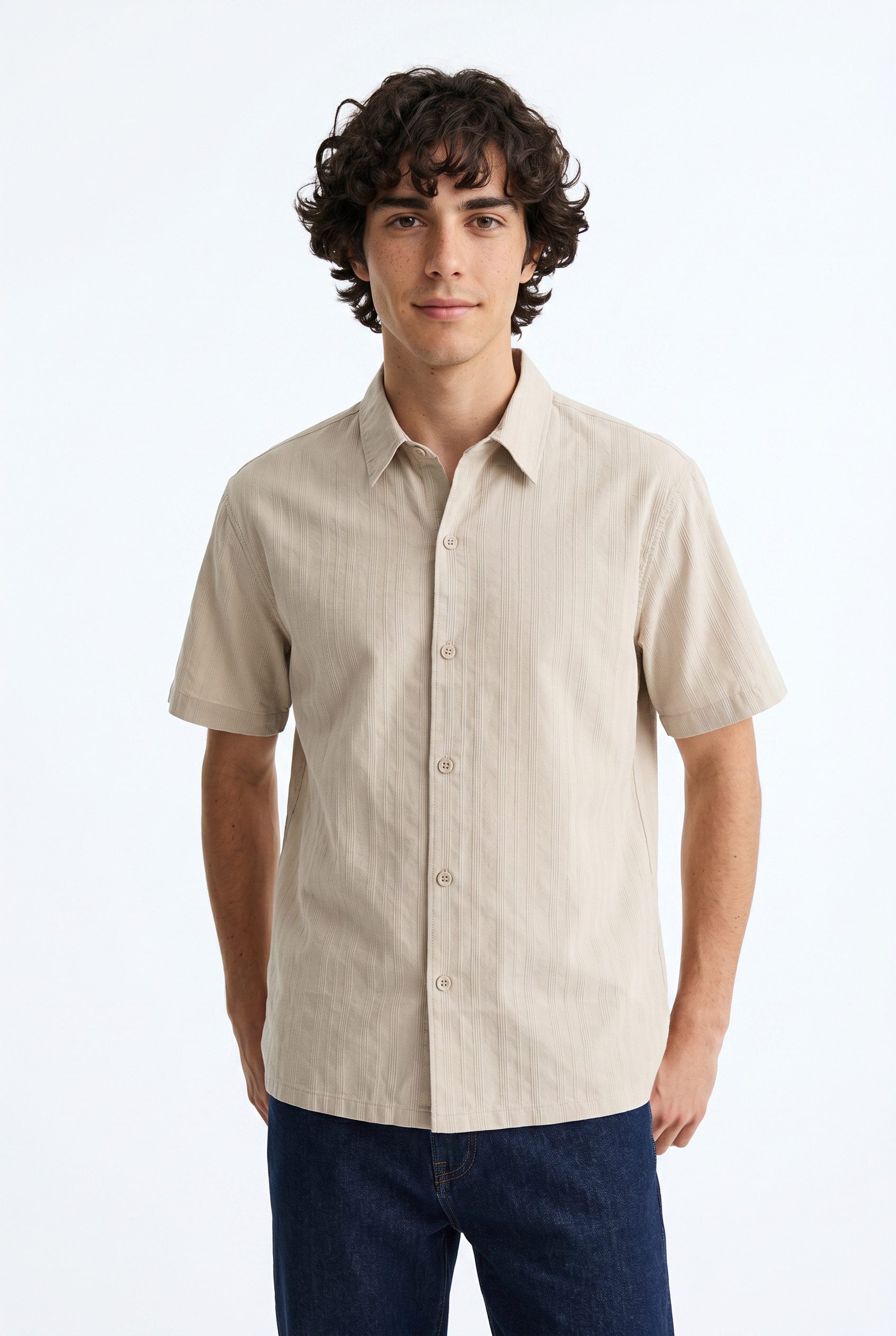 Jack & Jones Kurzarmhemd JORRIVIERA TEXTURE SHIRT SS mit Hemdkragen