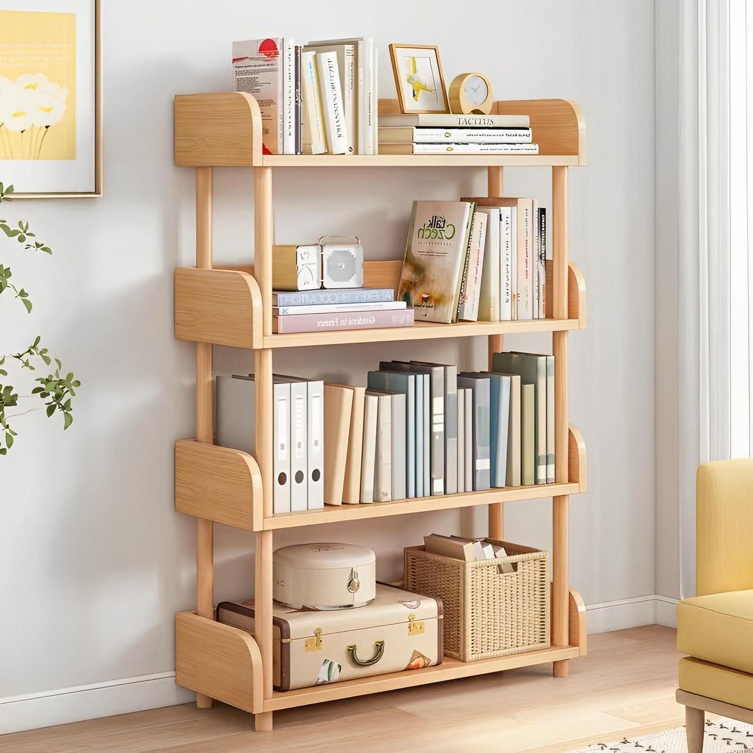 LuxusKollektion Bücherregal 4-Ebenen Holz Bücherregal Eiche