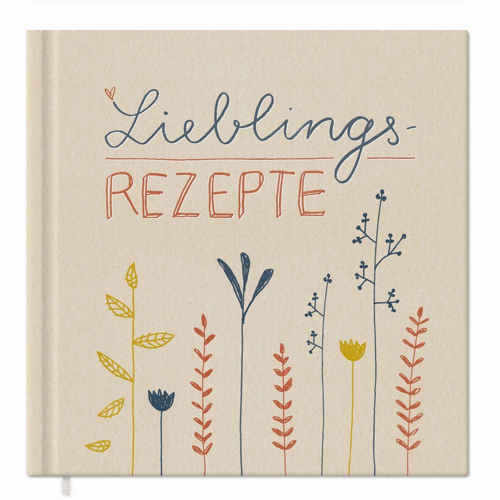 Eine der Guten Verlag Notizbuch blanko Rezeptbuch - Lieblingsrezepte, Kochbuch zum Selberschreiben für 80 Rezepte, Beige, Hardcover, 21x21cm