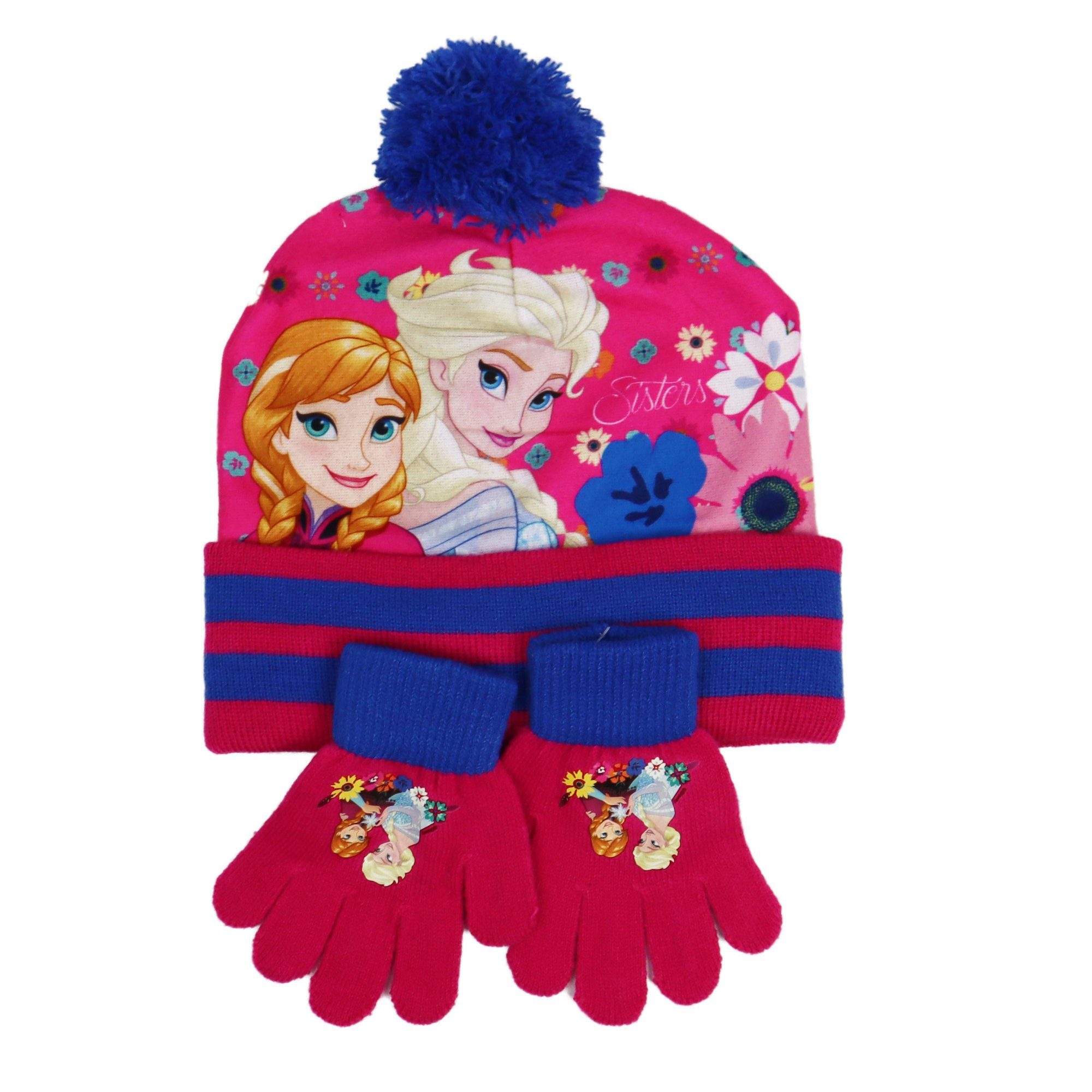 Disney Frozen Bommelmütze »Die Eiskönigin Kinder Winter Set Mütze plus  Handschuhe« Einheitsgröße ca. 52/54, Anna und Elsa online kaufen | OTTO