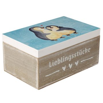 Mr. & Mrs. Panda Dekokiste Pinguin umarmend - Eisblau - Geschenk, Kiste, Liebe, Schatulle, Schat (1 St)