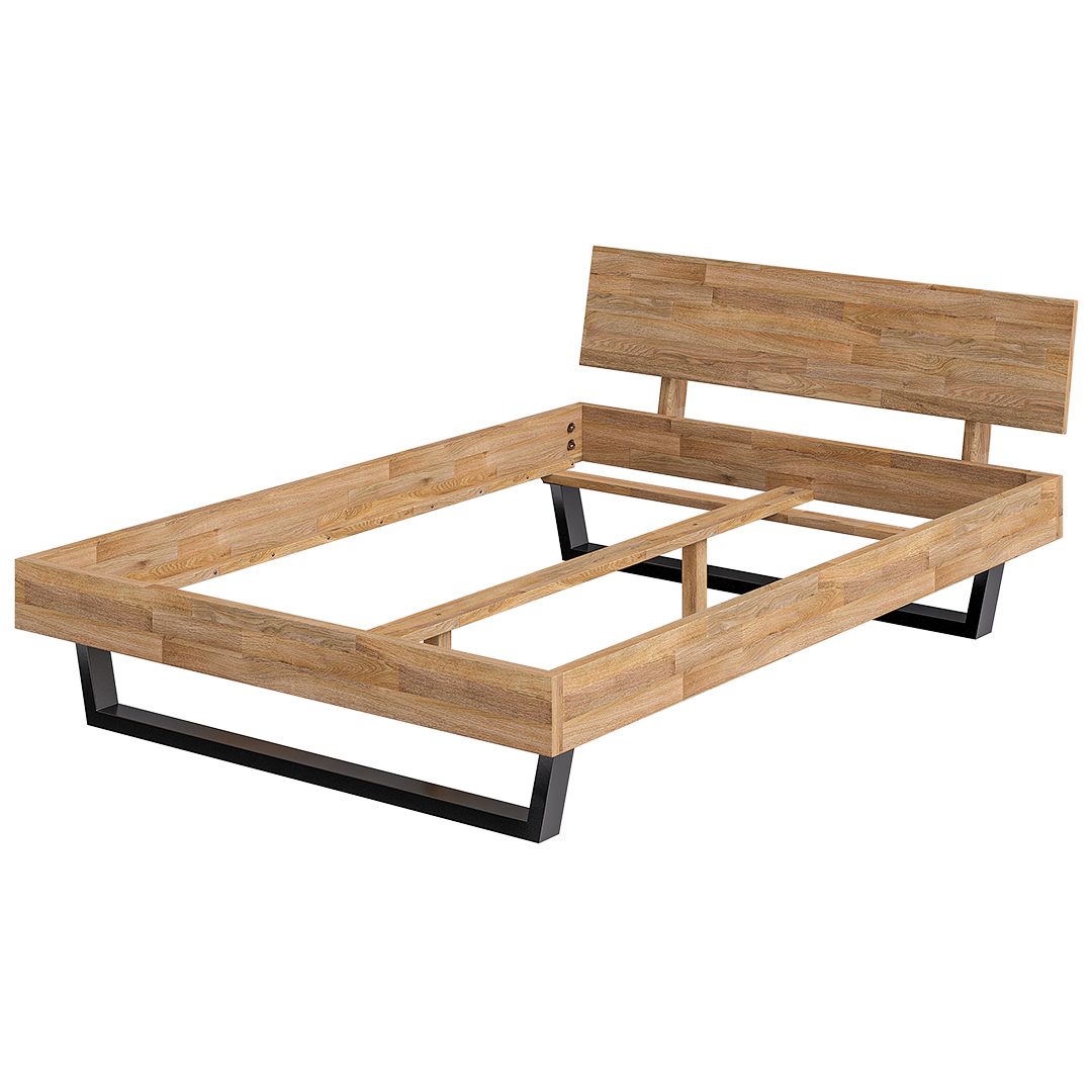 skølm Massivholzbett Alver, natur geölt mit Metallkufen, verfügbar in 120/1 günstig online kaufen