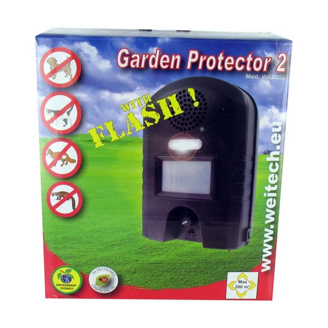 WEITECH Ultraschall-Tierabwehr Garden Protector 2 – Ultraschall Vertreiber