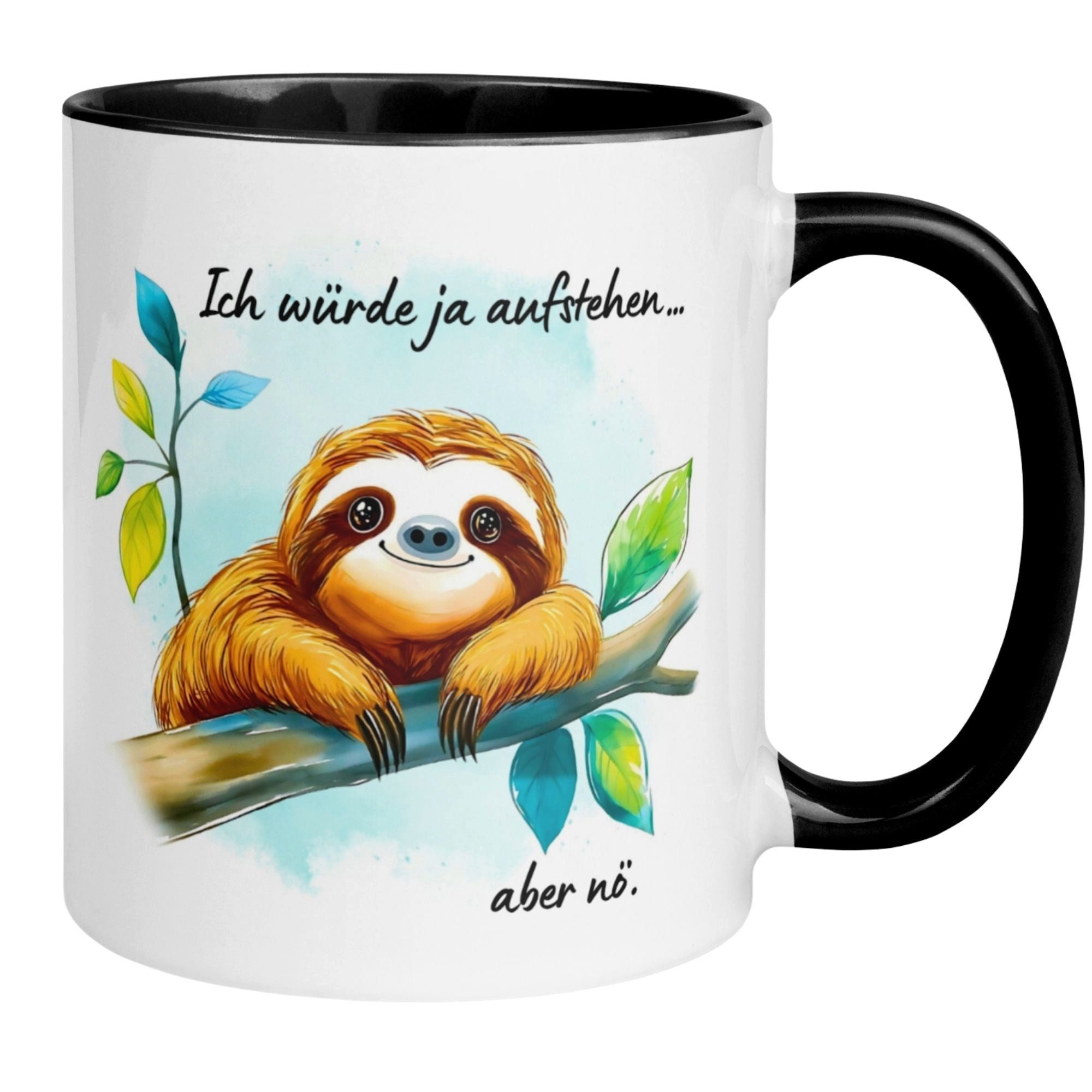 Momentals Tasse Faultier – Aufstehen - Heute nicht – lustiges Morgenmuffel Geschenk, Gratis Versand · Links-&Rechtshänder · Spülmaschinenfest