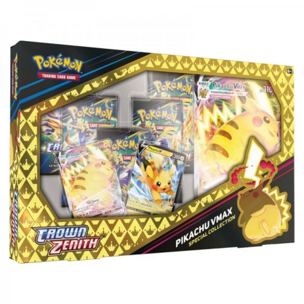 POKÉMON Sammelkarte Pokemon Crown Zenith: Pikachu-VMAX Special-Collection, (ENGLISCH) - 4 Booster Packs