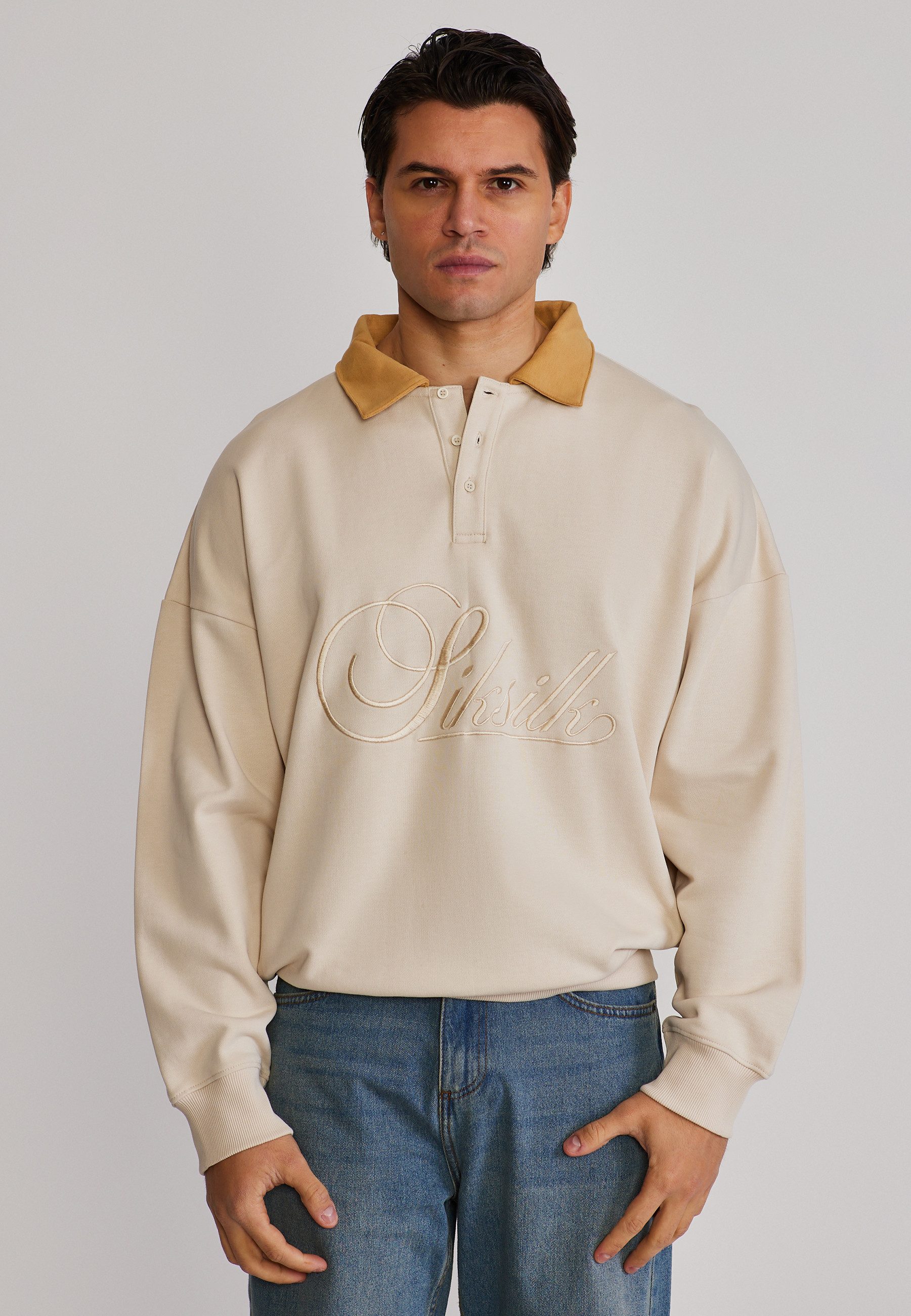 Siksilk Sweatshirt SikSilk Herren Polo-Pullover