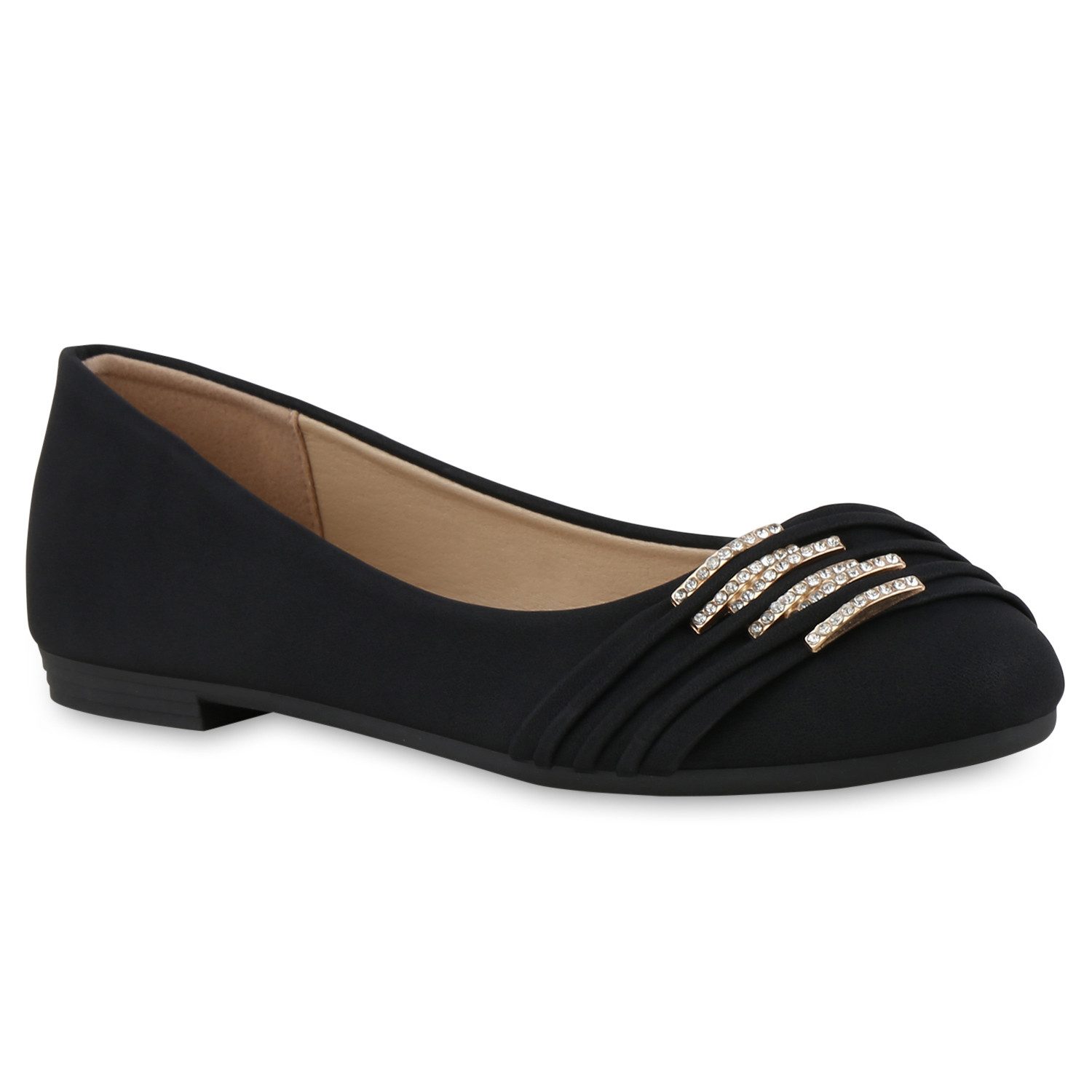 VAN HILL 841317 Ballerina Damen Klassische Ballerinas Strass Leder-Optik günstig online kaufen