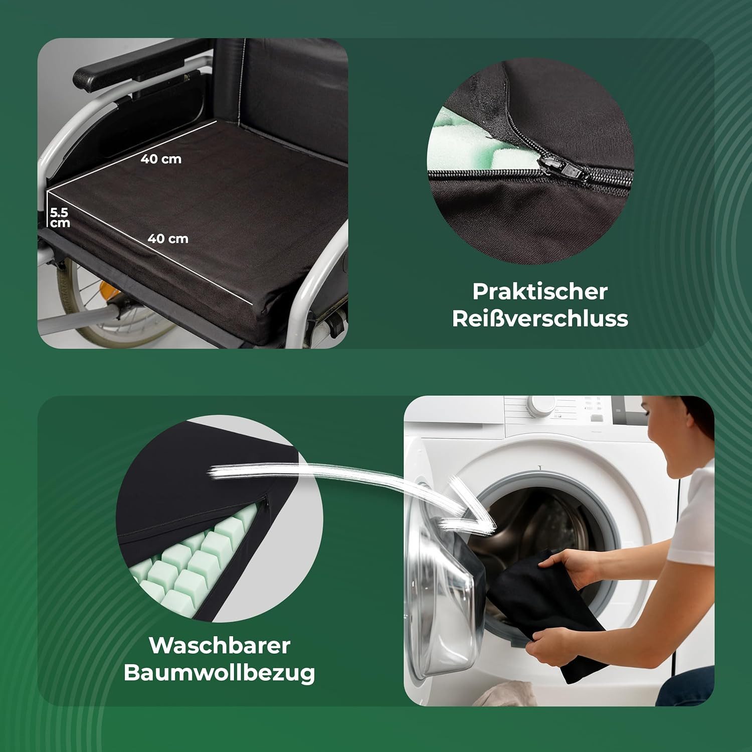 Novaliv Zugluftstopper 31222-1x, 1-tlg., Novaliv Rollstuhlkissen & Sitzkissen Rollstuhl - Antidekubituskissen