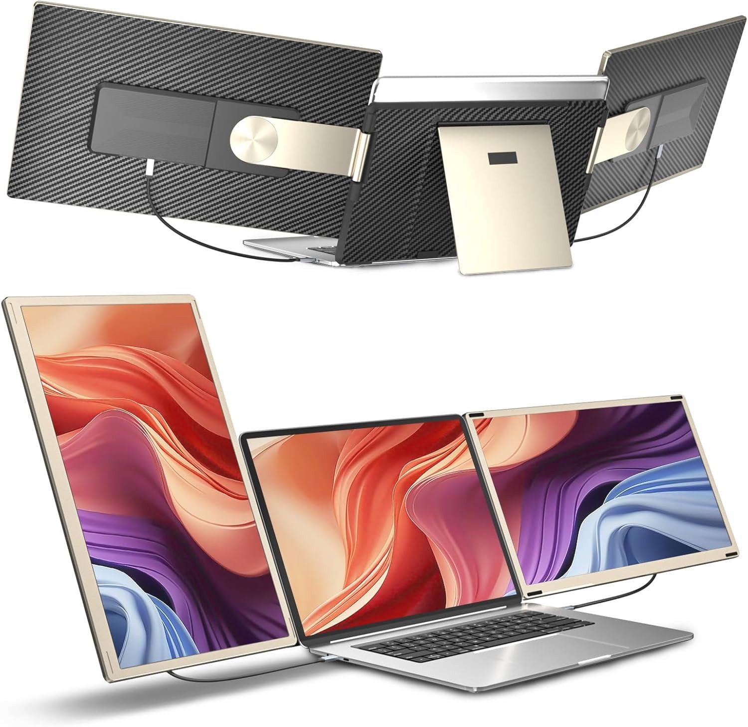 KEFEYA Dual-Screen-Laptop-Bildschirm-Extender Laptop-Bildschirmerweiterung Portabler Monitor (16 cm/15.6 ", 1920x1080 px, Full HD, 60 Hz, HDR, Als Einzelbildschirm nutzbar, passend für Laptops von 13-17,3 Zoll)