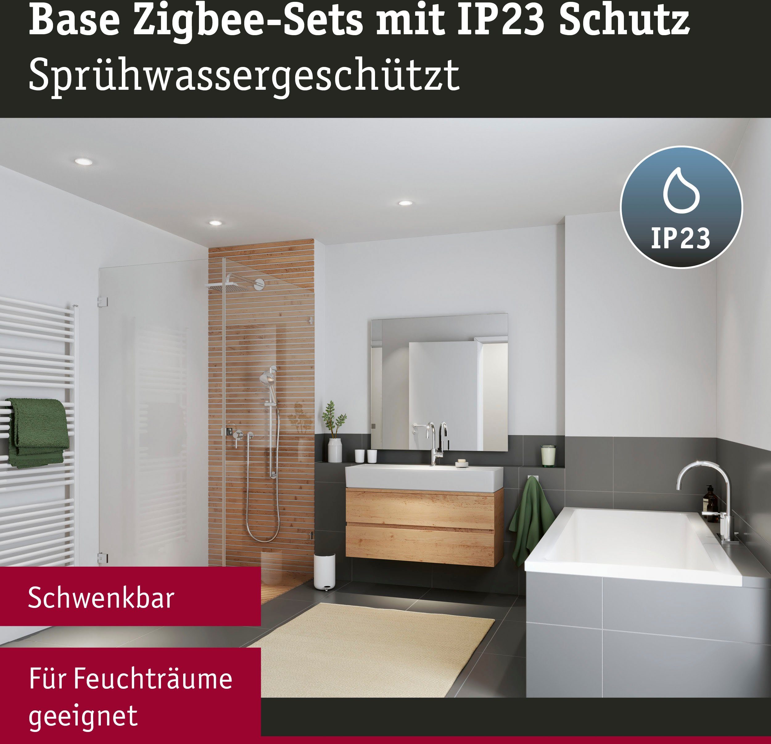 Base Einbauleuchte LED Zigbee Paulmann Warmweiß, 230V 430lm, Bewegungsmelder,