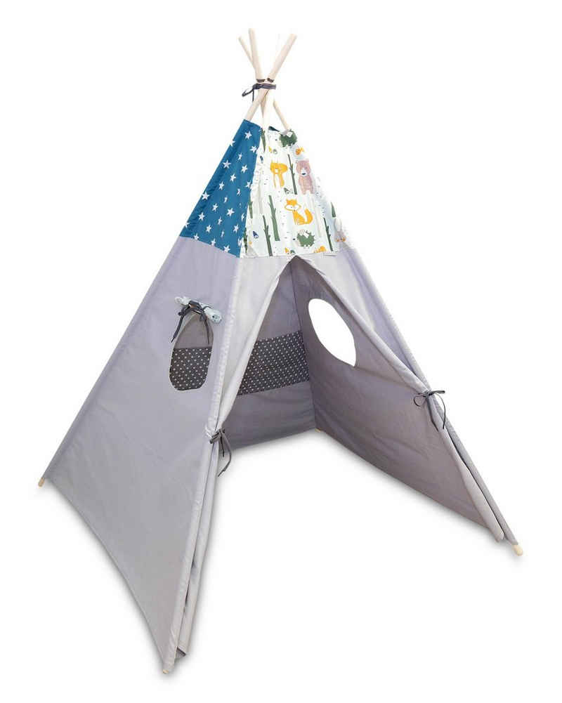 ULLENBOOM ® Spielzelt Tipi-Zelt für Kinder Waldtiere Petrol, Indoor & Outdoor geeignet Spielzelt für das Kinderzimmer, In vielen Designs