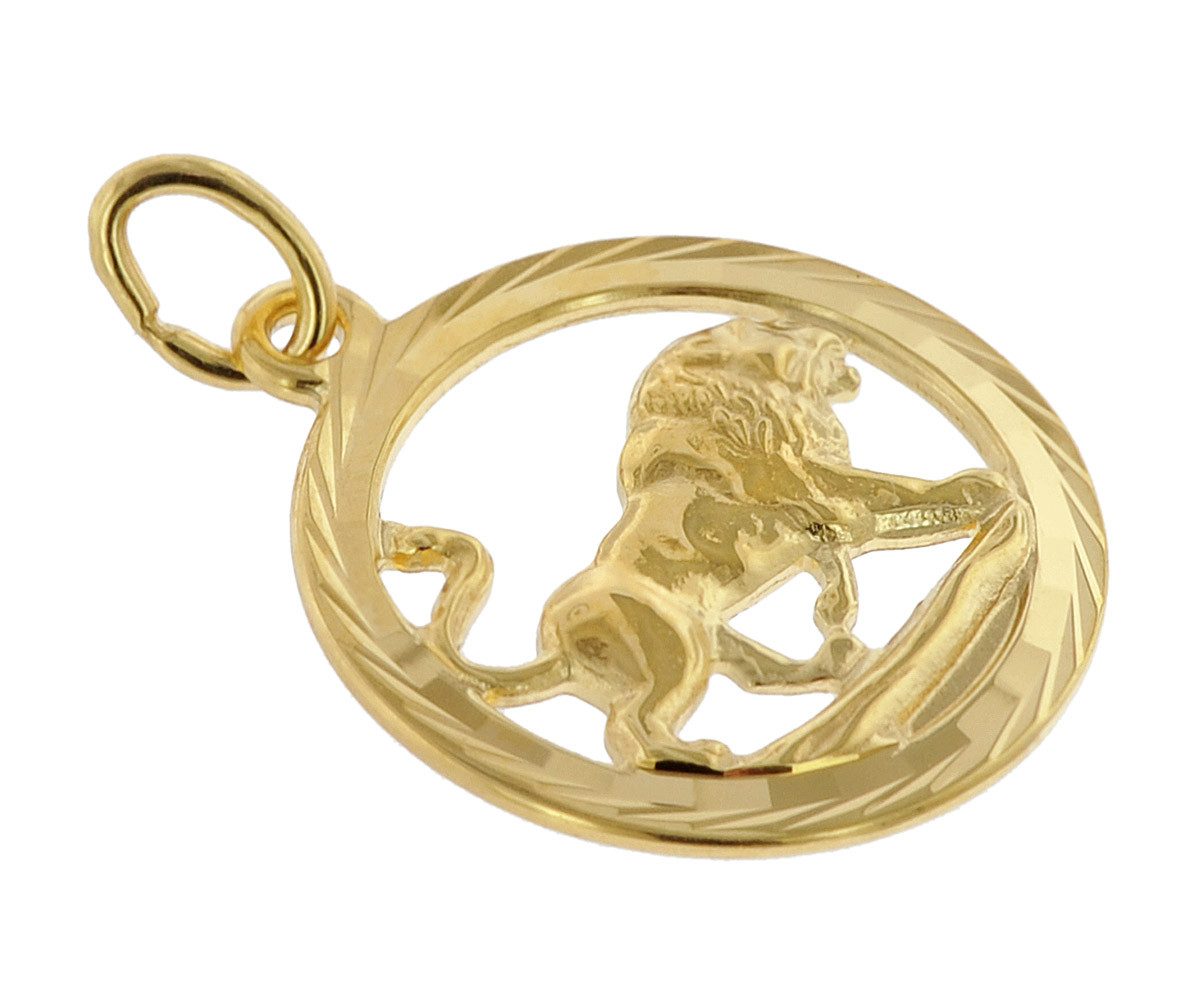 trendor Sternzeichenanhänger 39000-08, Sternzeichen Löwe 333 Gold Anhänger Ø 16 mm