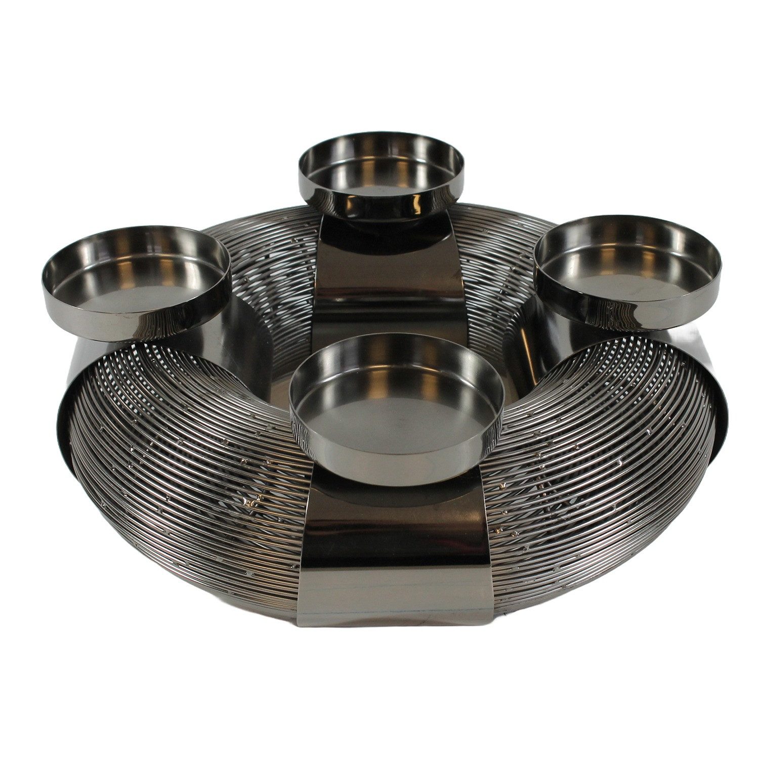 Fachhandel Plus Kerzenständer Moderner Kerzenständer aus Metall, Rund, 31 cm – für Stumpenkerzen 8cm (1 St), Integrierte Gummifüßchen verhindern ein Verrutschen und vor Kratzern