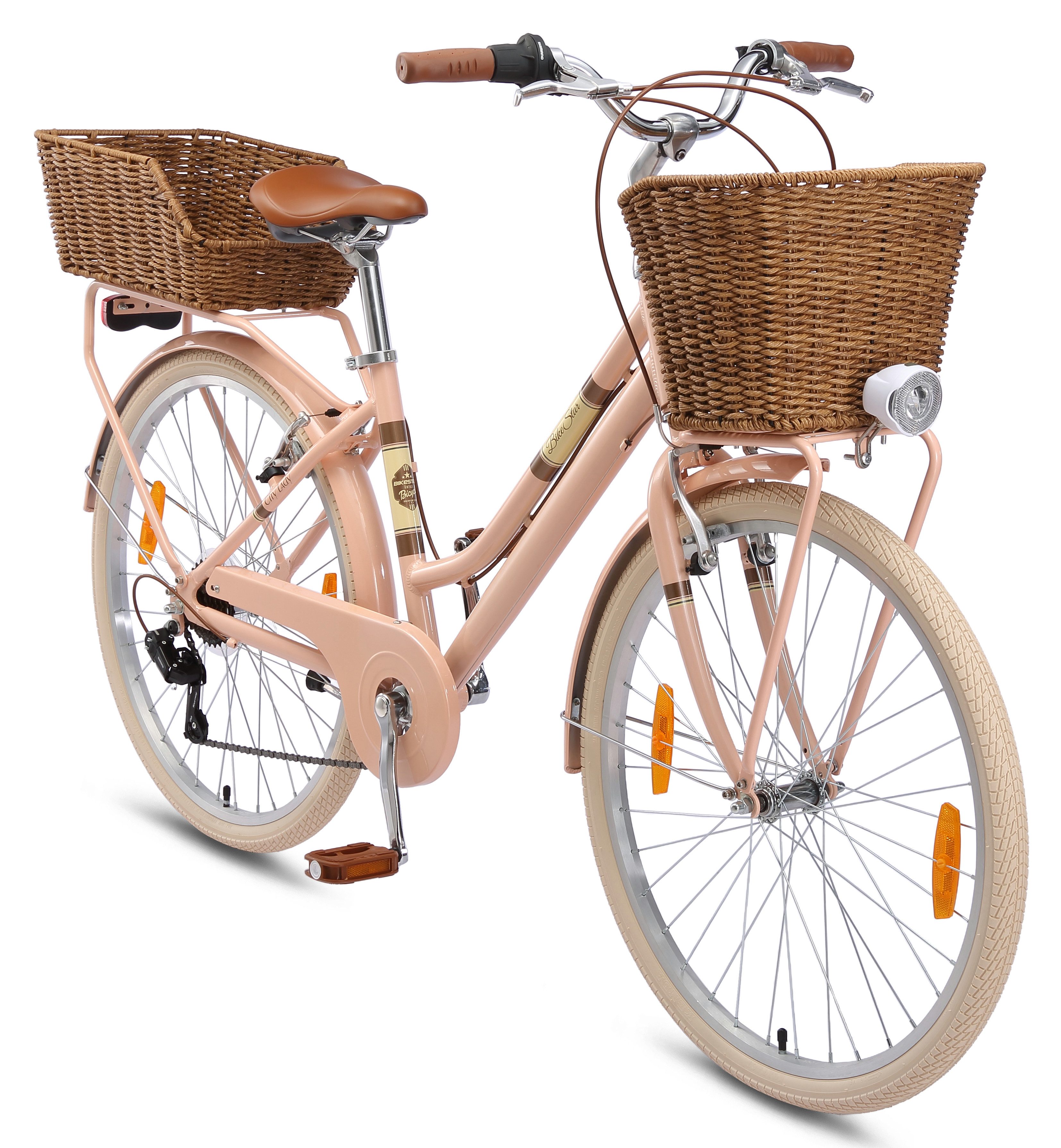 Bikestar Cityrad, 7 Gang Shimano RD-TY21 Schaltwerk, Kettenschaltung, für Damen, Kettenschaltung