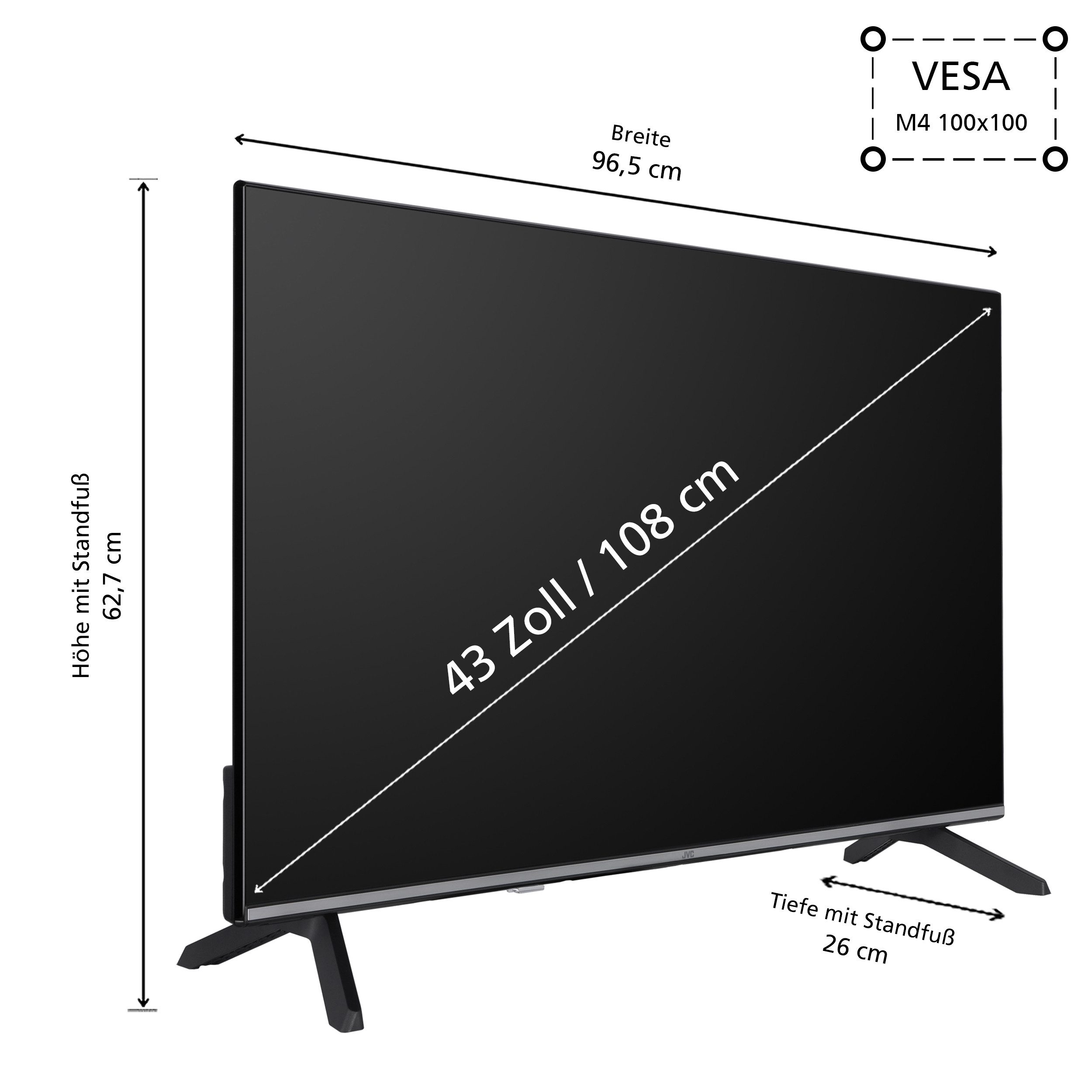 JVC LT-43VF7555 LCD-LED Fernseher (108 cm/43 Zoll, Full HD, Smart TV powered by TiVo, TiVo Smart TV, HDR, Triple-Tuner)