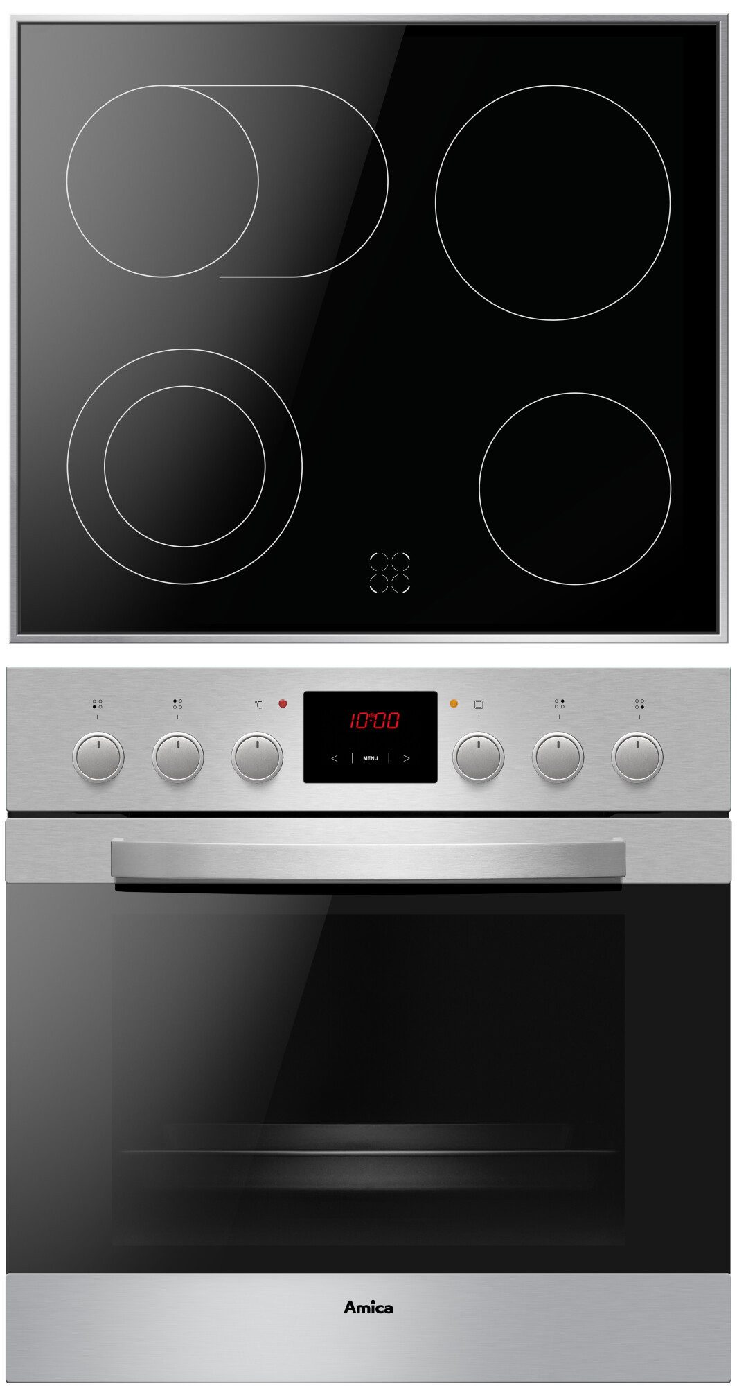 Amica Elektro-Herd-Set EHC 12916 E, Steam Clean, Komfortables Kochen und Backen mit bequemer Handhabung