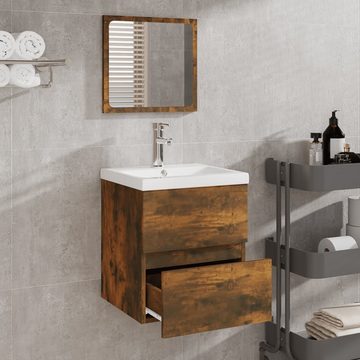 vidaXL Badezimmer-Set Badschrank mit Spiegel Räuchereiche Holzwerkstoff, (1-St)