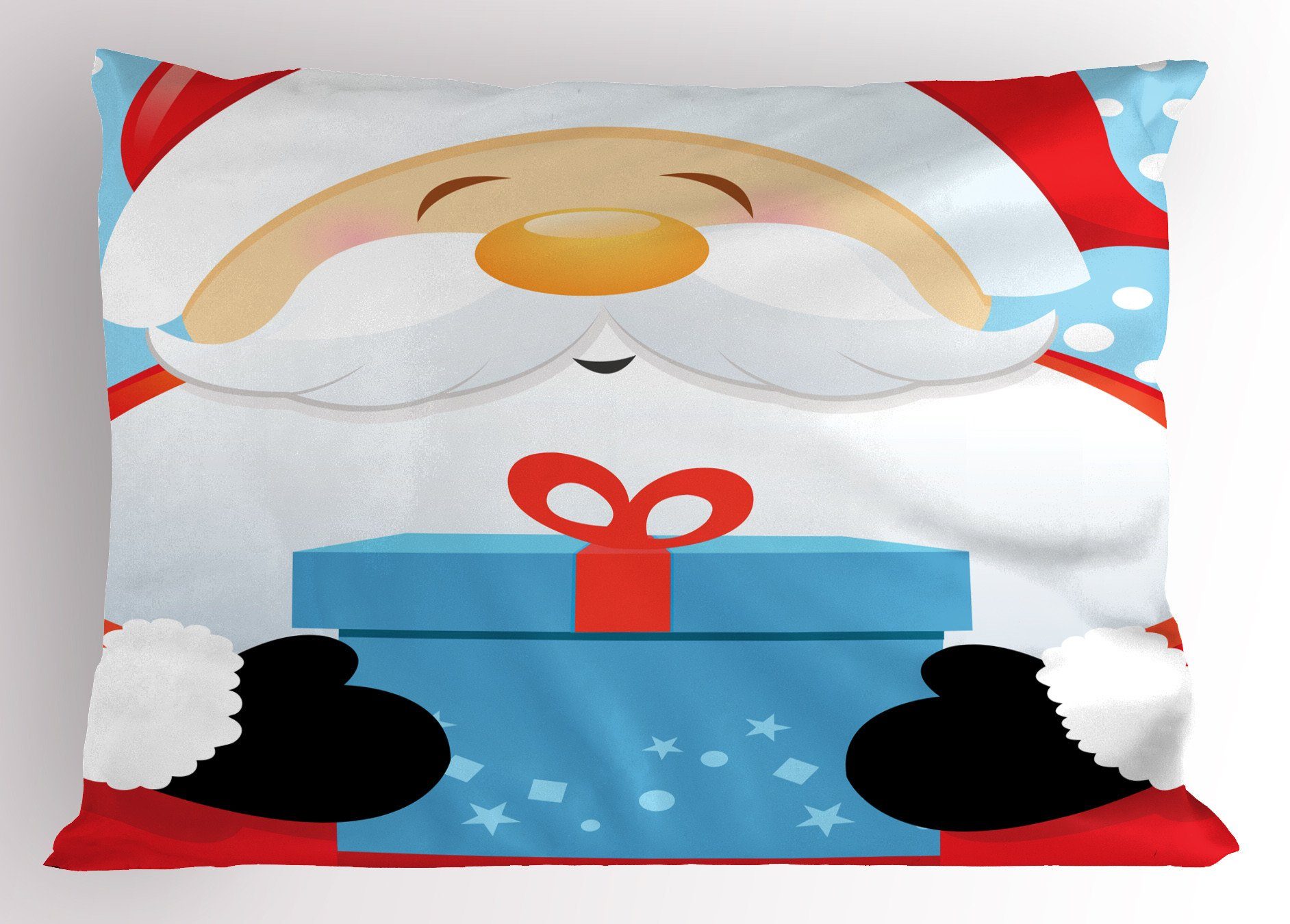 Kissenbezüge Dekorativer Standard King Size Gedruckter Kissenbezug, Abakuhaus (1 Stück), Weihnachten Happy Santa mit Geschenk