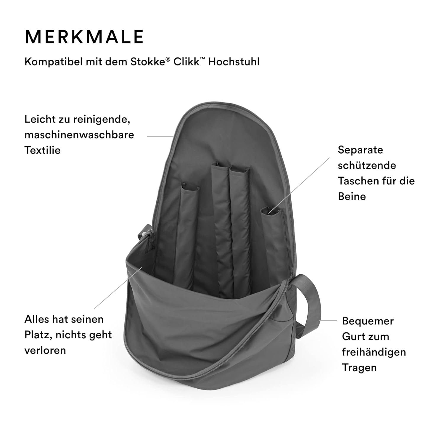 Stokke Hochstuhl Clikk™ Bundle bestehend aus Hochstuhl mit Travel Bag, Für kinderleichte Mahlzeiten ab 6 Monate