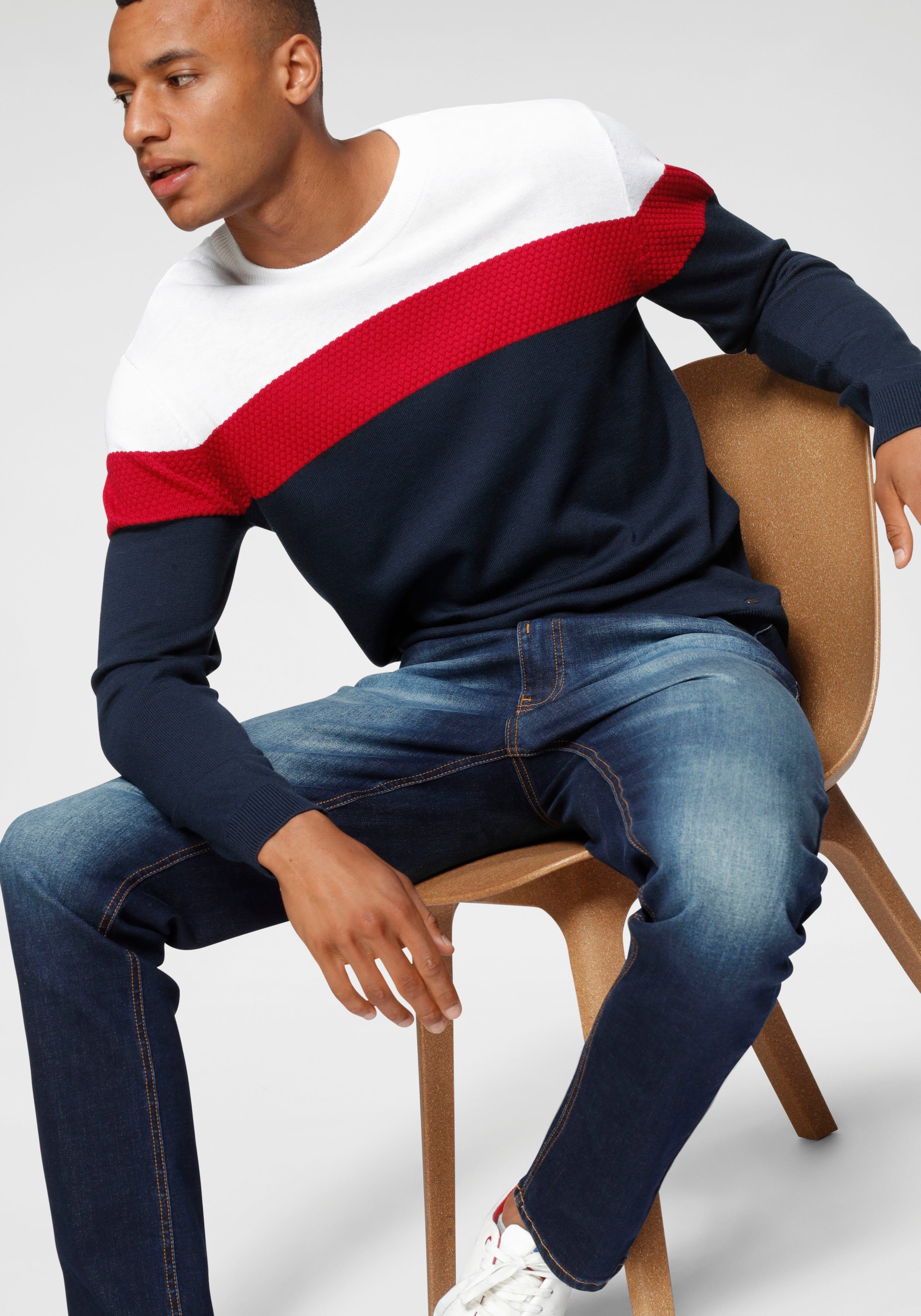 H.I.S Rundhalspullover neue Farben! Colorblocking, in leichter Strickqualit günstig online kaufen