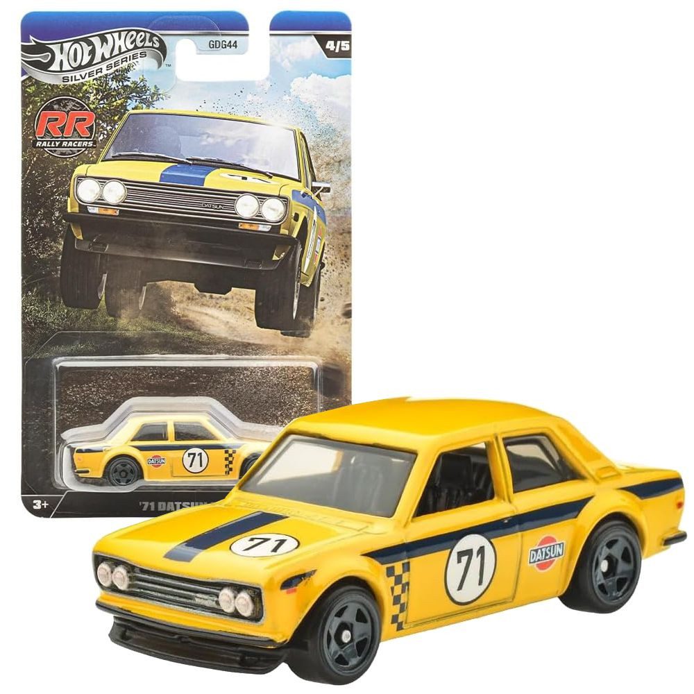 Hot Wheels Spielzeug-Rennwagen Datsun 510 JKX64 Hot Wheels Silver Series Rally Racers