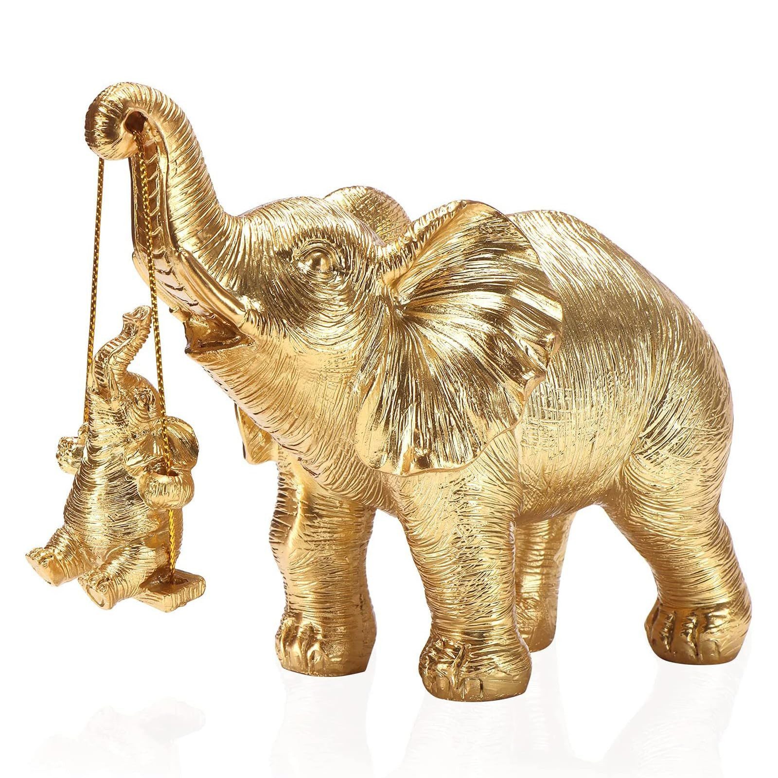 feinlux Tierfigur Tierfigur Tierfigur Deko, Elefant Statue Figure, Mama Geschenk (Set, Dekorationsobjekt, Skulptur), Gesundheit und Kraft, Dekoration für Wohnzimmer(1 Stück)