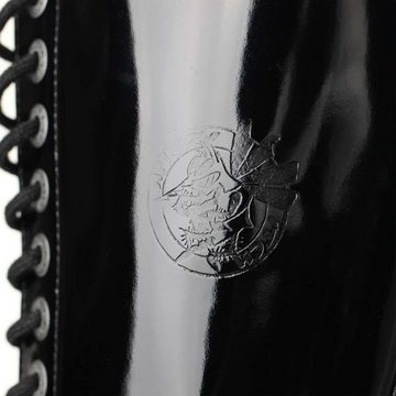 ANGRY ITCH Angry Itch 20-Loch Lackleder Stiefel Schwarz Größe 38 Schnürstiefel aus echtem Leder, mit Stahlkappe
