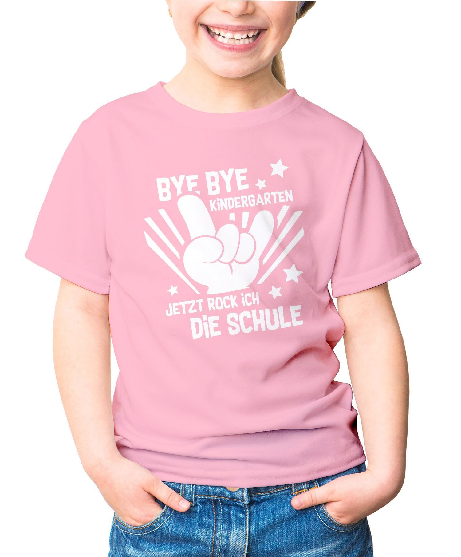 Print-Shirt Kinder T-Shirt Mädchen Bye Bye Kindergarten Abschied Geschenk zur