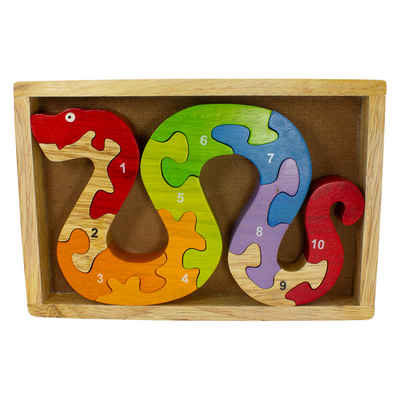 GICO Puzzle 1-10 Zahlen Puzzle Schlange Zahlenpuzzle Kinder 10 -tlg Holz- 2905, Puzzleteile
