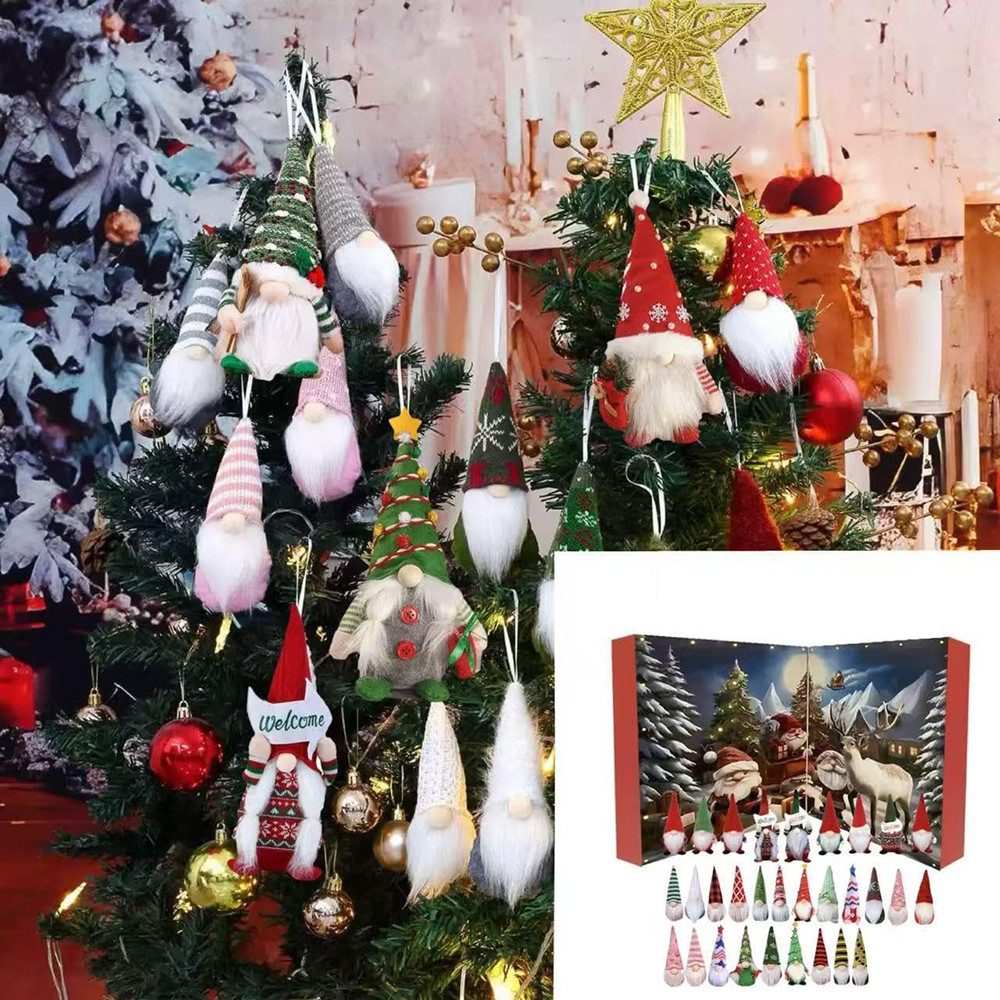 CLTYQ Adventskalender Gnomen Adventskalender 2025 Set mit 24 Gnomen Weihnachtsdekorations, Countdown-Kalendern,Weihnachtskalender,Plüschpuppen – Bild 4 von 5