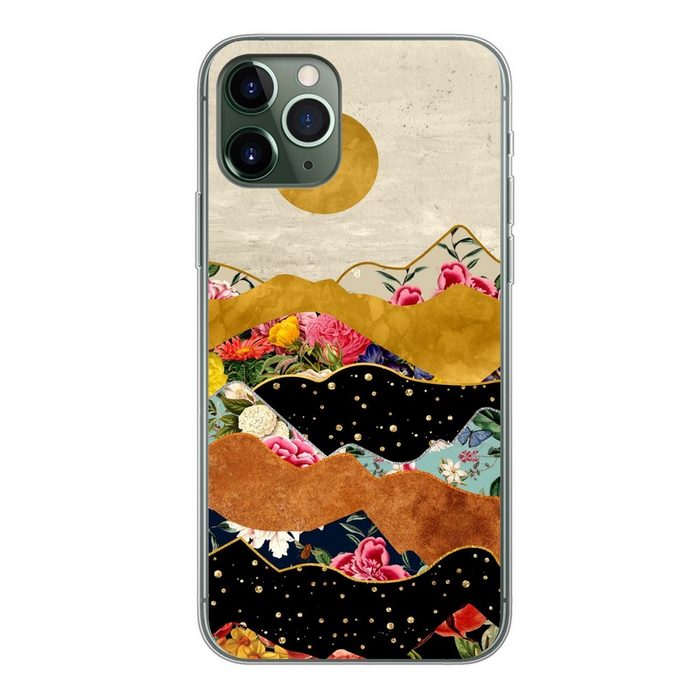 MuchoWow Handyhülle Gold - Blumen - Druck - Abstrakt - Landschaft - Muster Handyhülle Apple iPhone 11 Pro Smartphone-Bumper Print Handy
