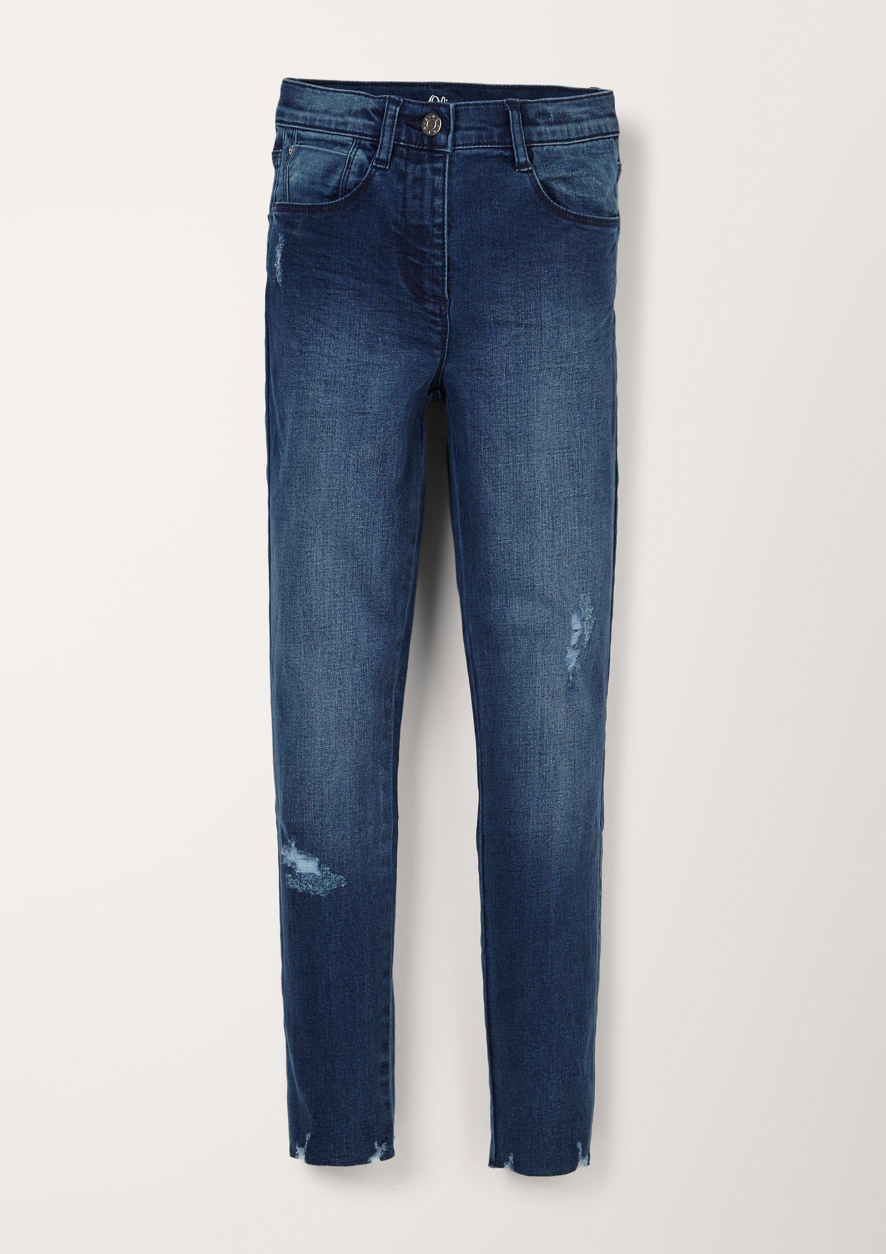 s.Oliver leg-Jeans blue Suri: Destroyes dark Skinny 5-Pocket-Jeans Skinny