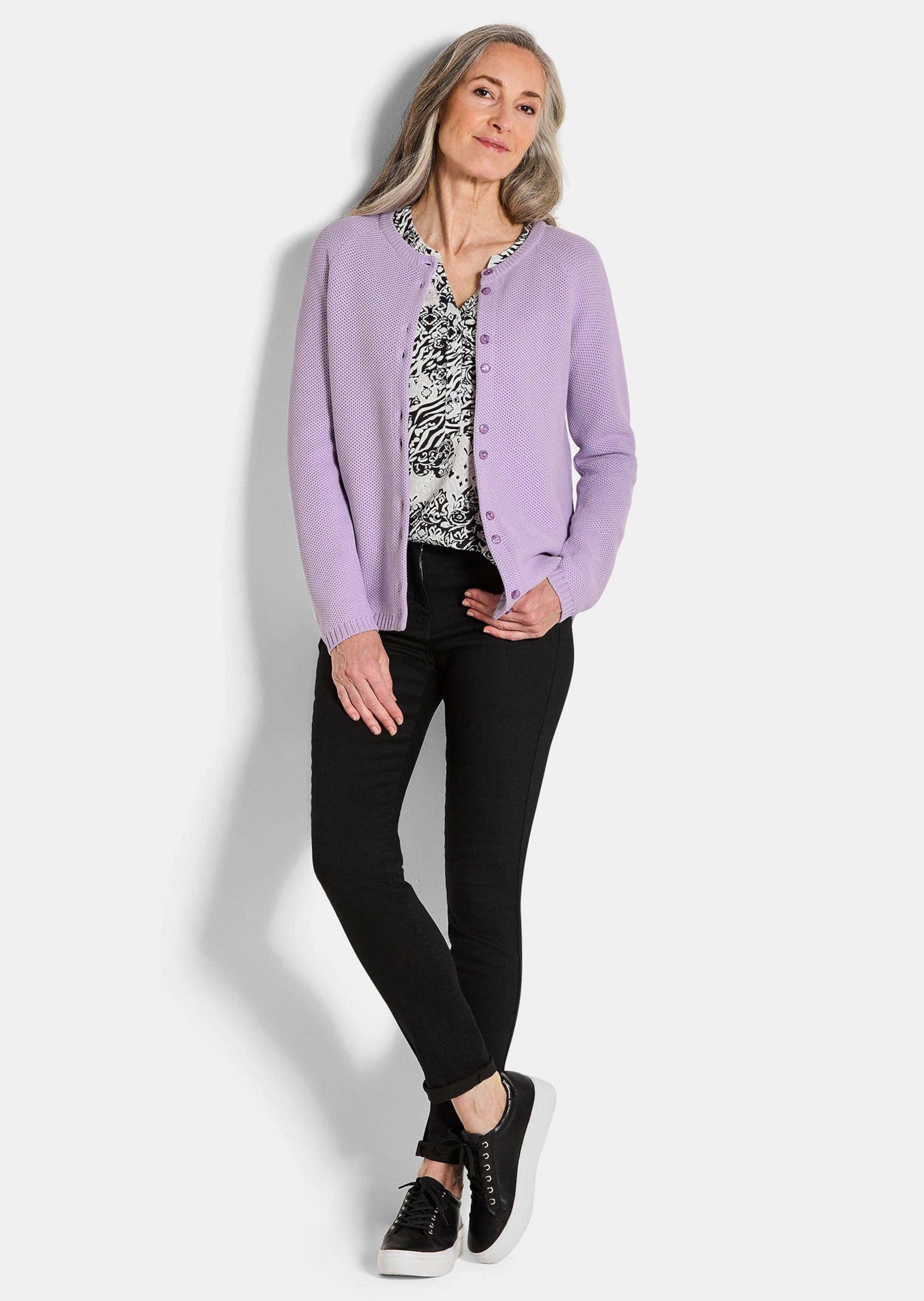 GOLDNER Strickjacke Cardigan aus Baumwolle, Rundhals Feinstrickjacke in raf günstig online kaufen