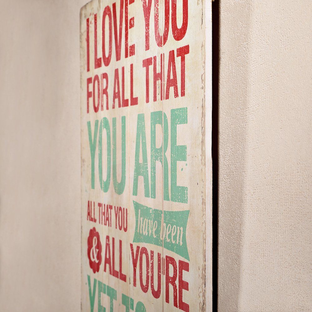 Mucola Holzbild Holzbild Wandbild Wanddekoration Holzschild 60cm Love used look Retro, Spruch (Stück, 1 St), Massivholz